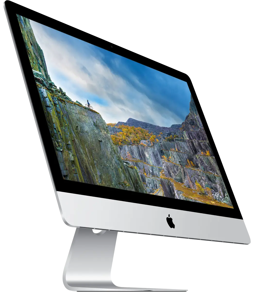 Desktop Computer with Mountain Landscape on Screen