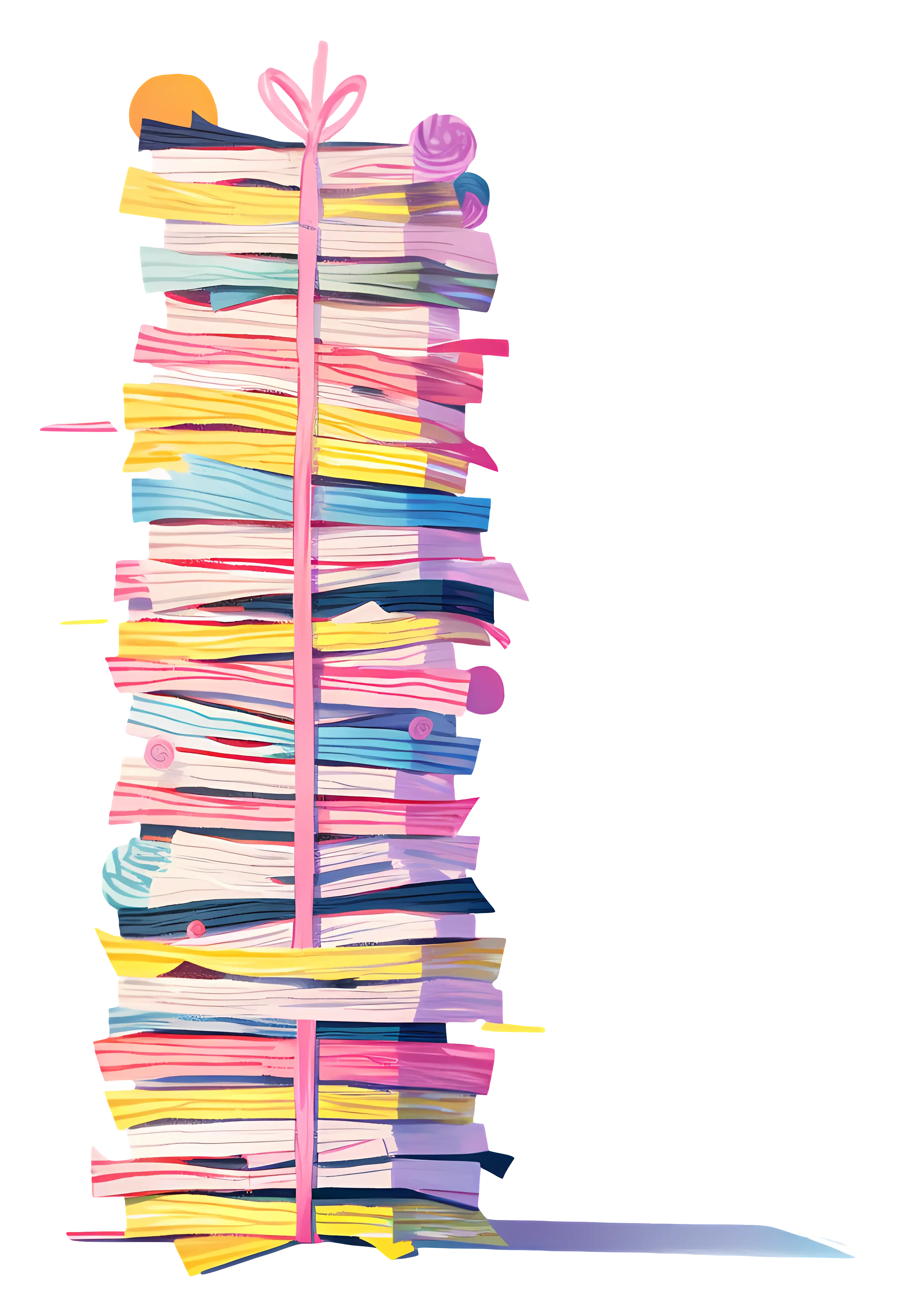 Tall Stack of Colorful Papers