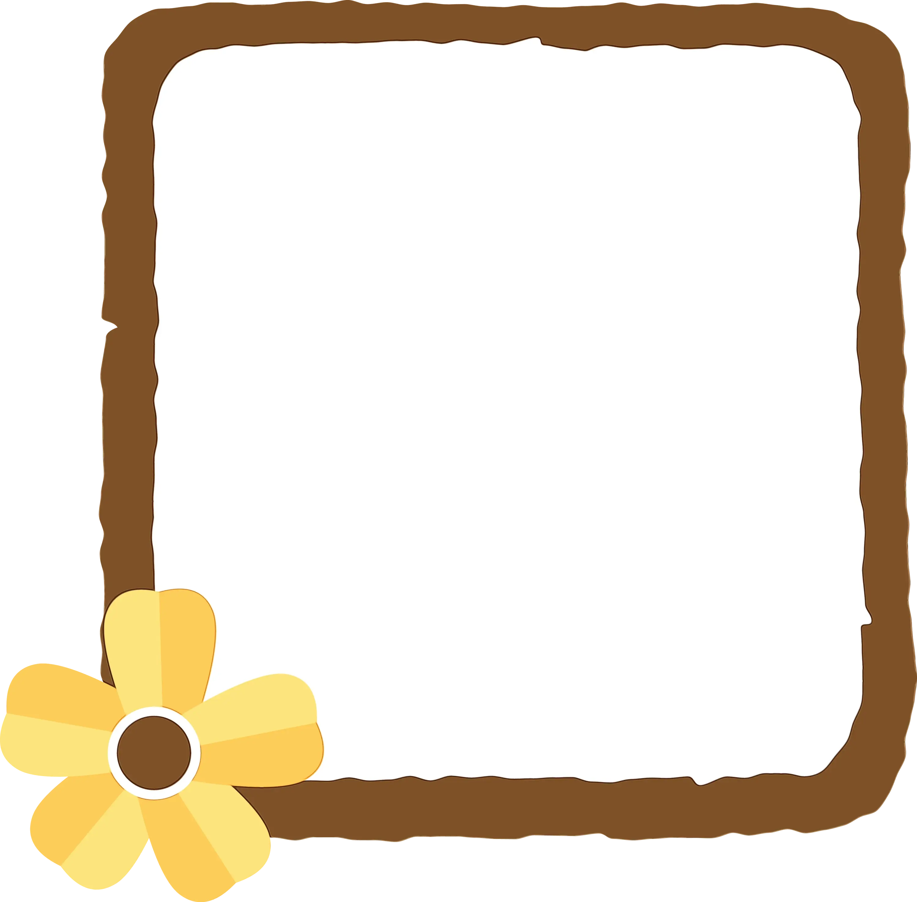 Yellow Flower Frame with Rustic Brown Accents