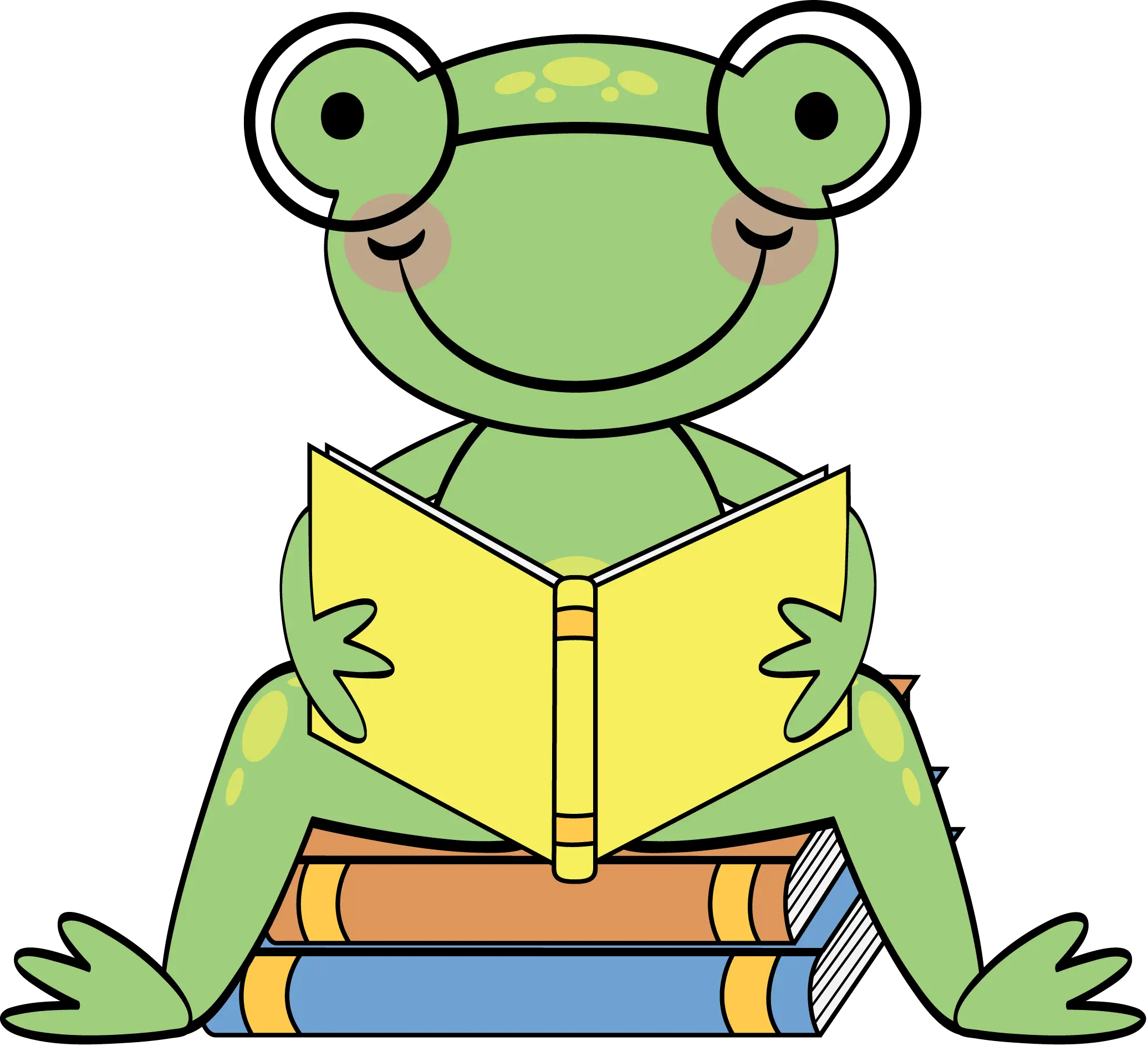 Cartoon Frog Reading Books