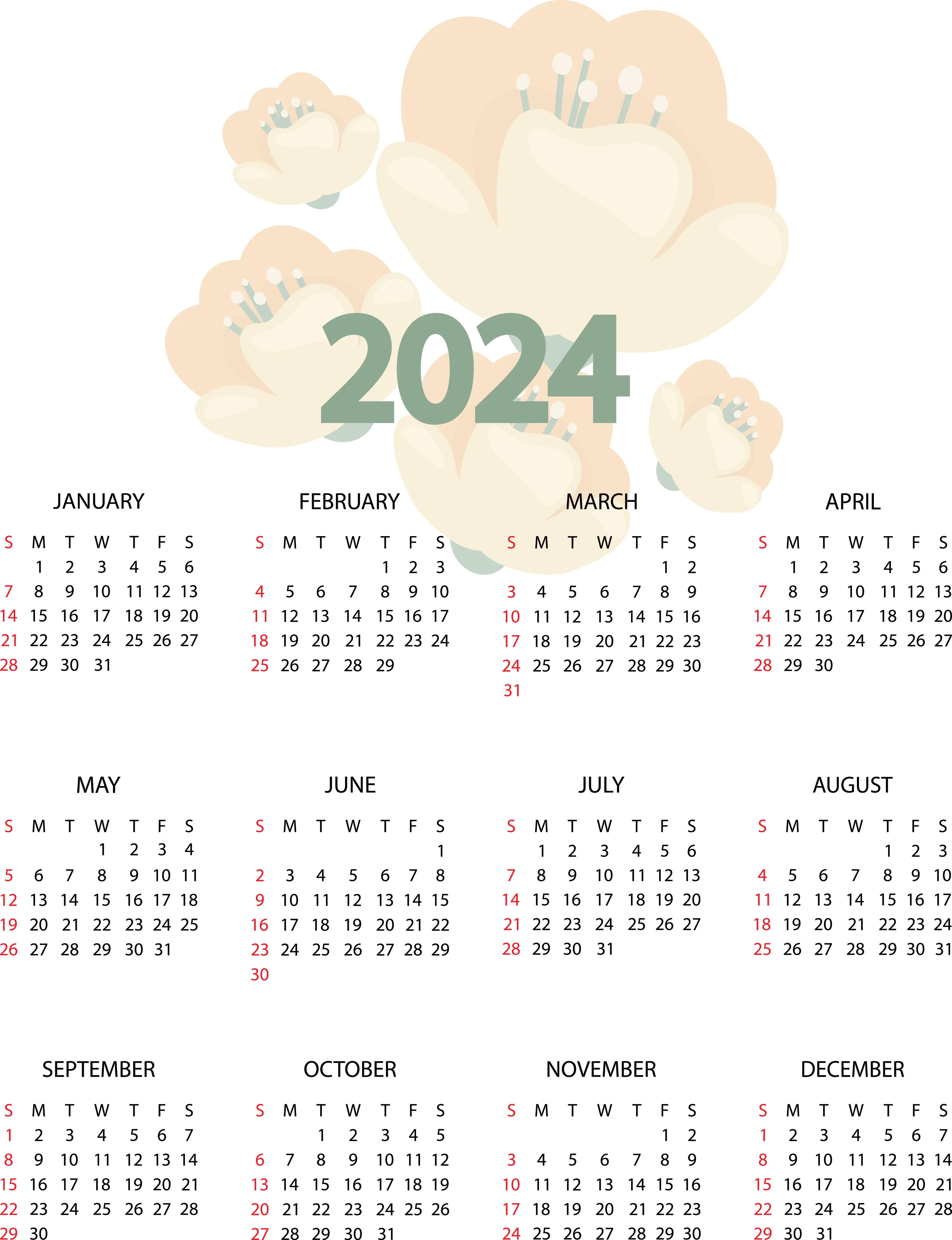 2024 Yearly Calendar
