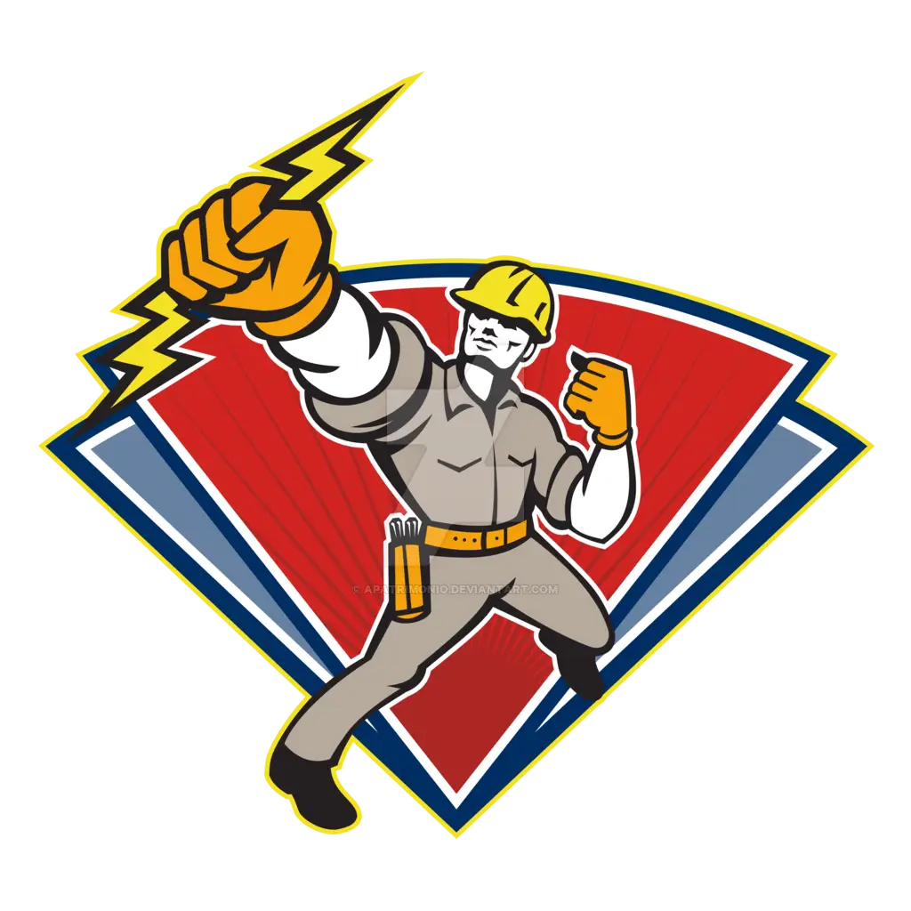 Cartoon Electrician with Lightning