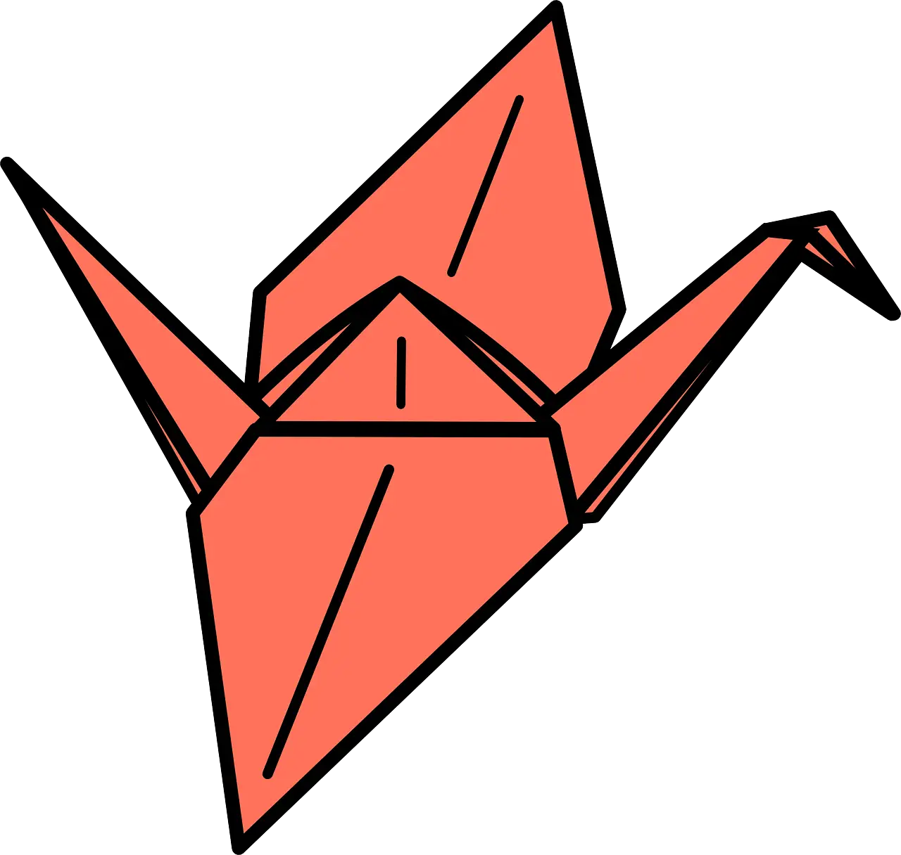 Orange Origami Paper Crane Illustration