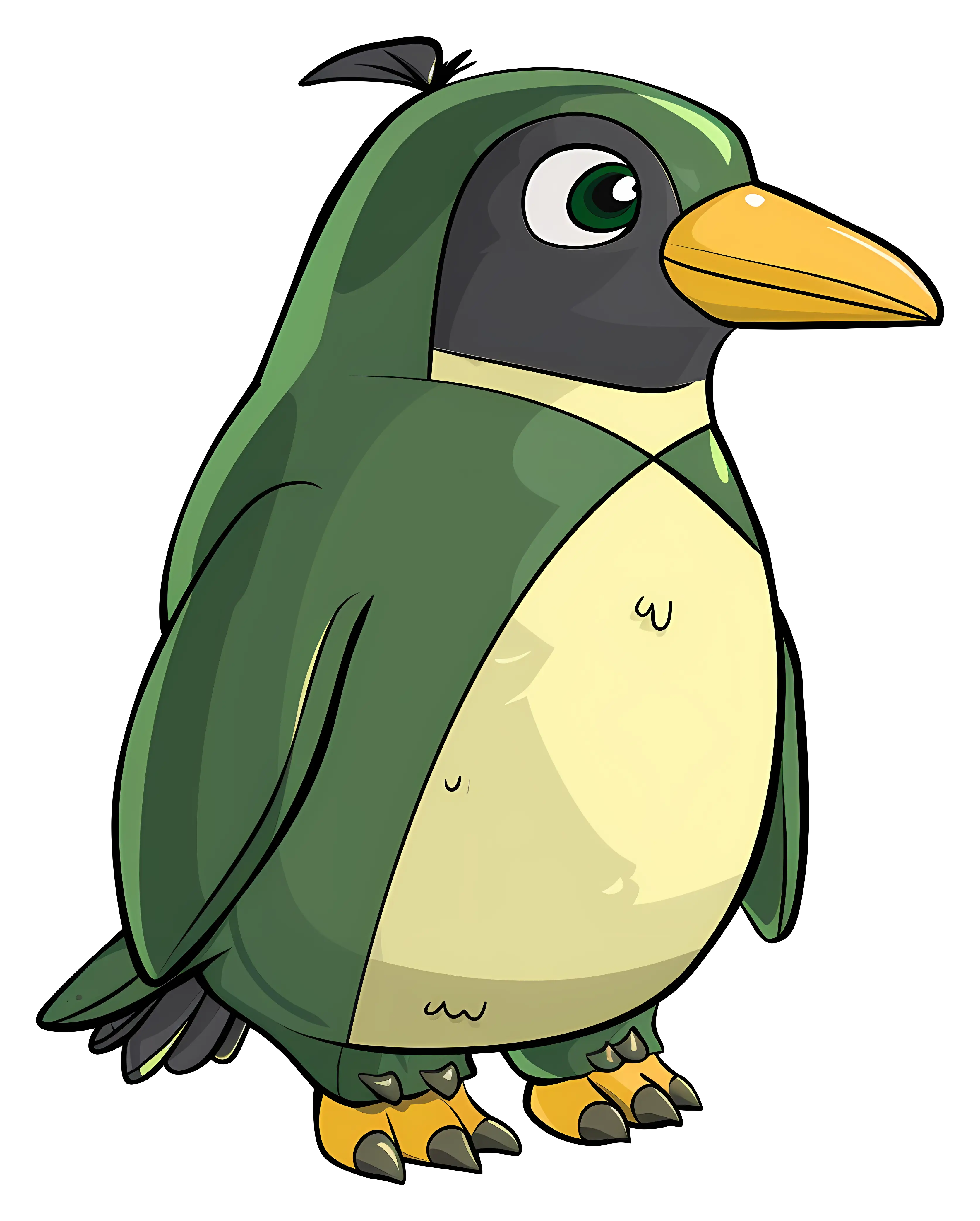 Cartoon Green Penguin Character