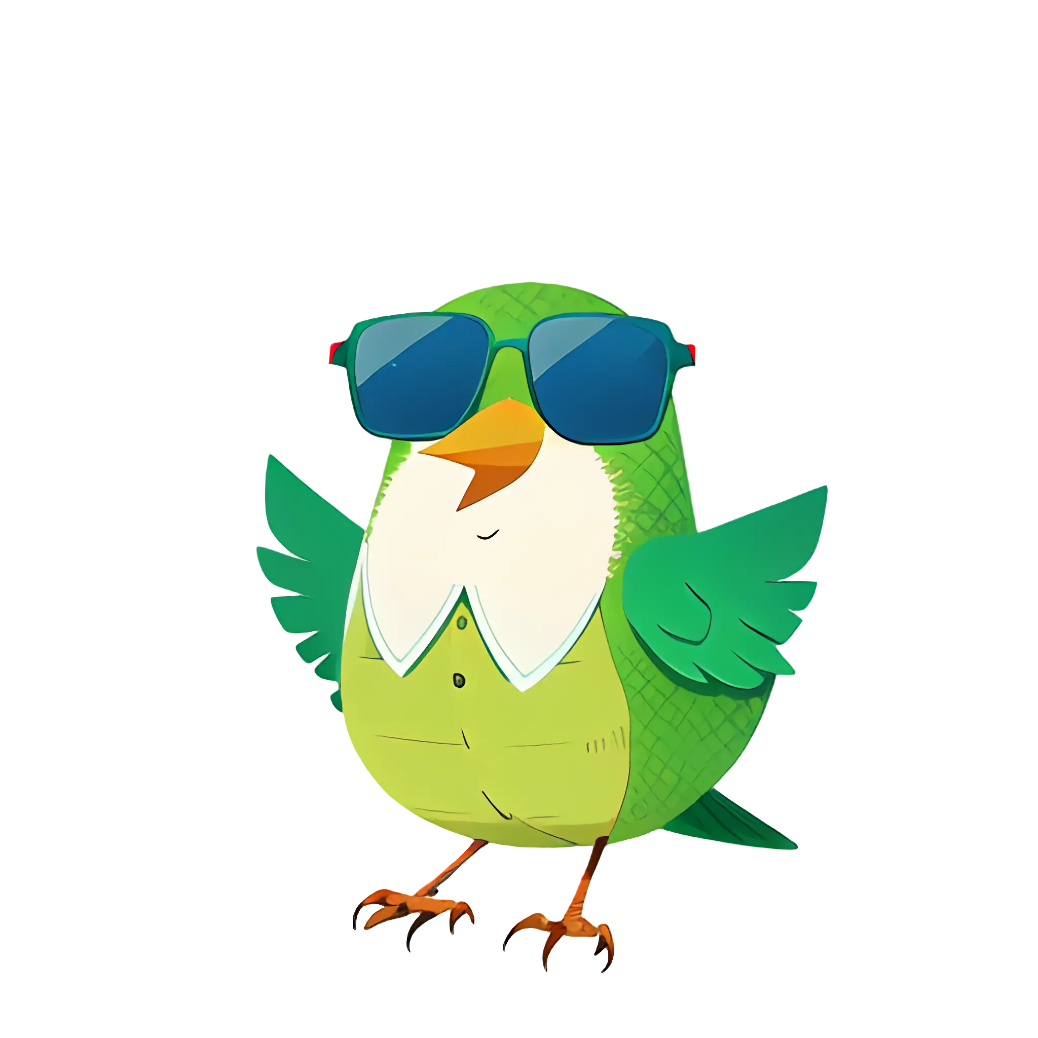 Cool Green Bird Wearing Sunglasses
