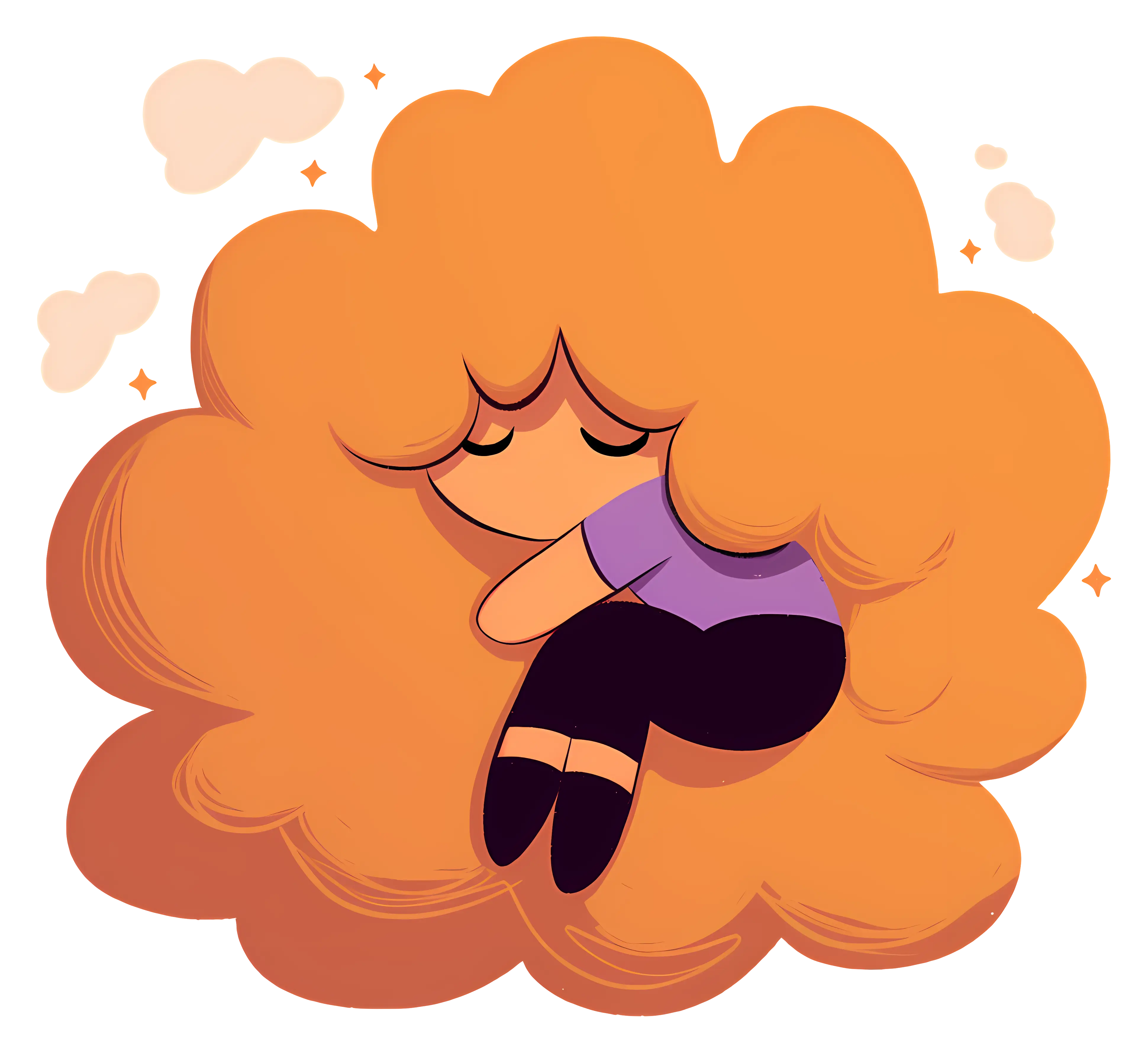 Cartoon Character Sleeping on Cloud