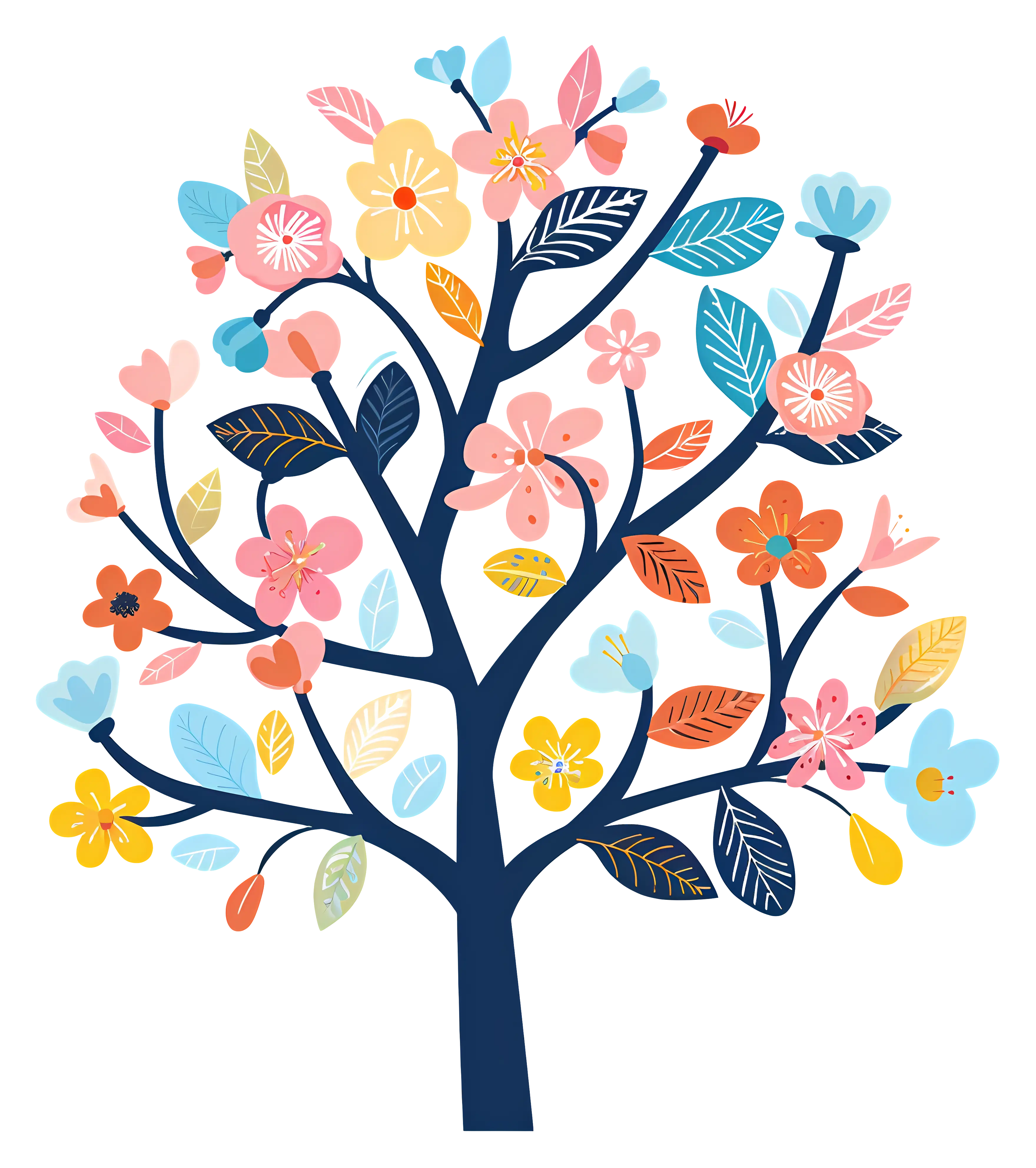 Cartoon Flowering Tree Illustration