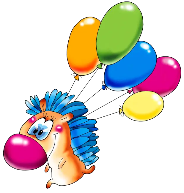 Hedgehog with Colorful Balloons