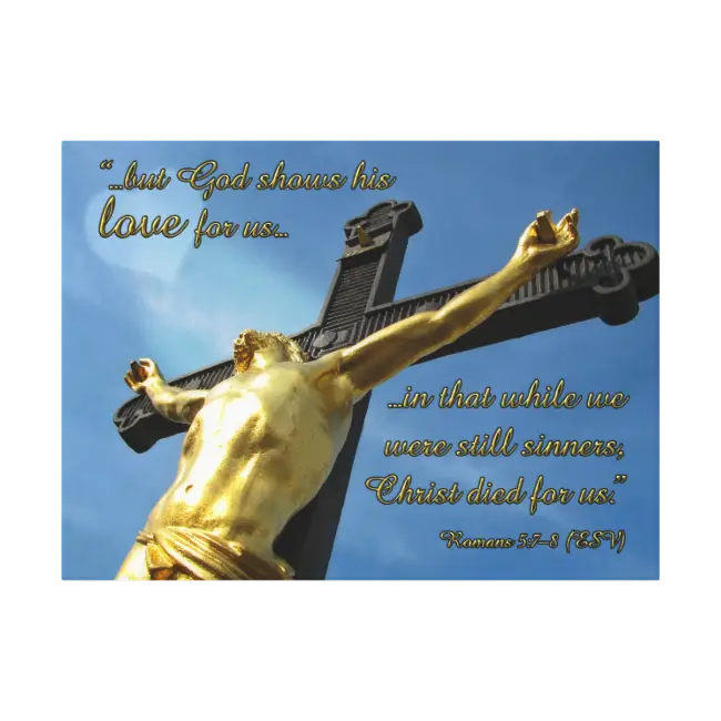 Jesus on Cross with Bible Verse
