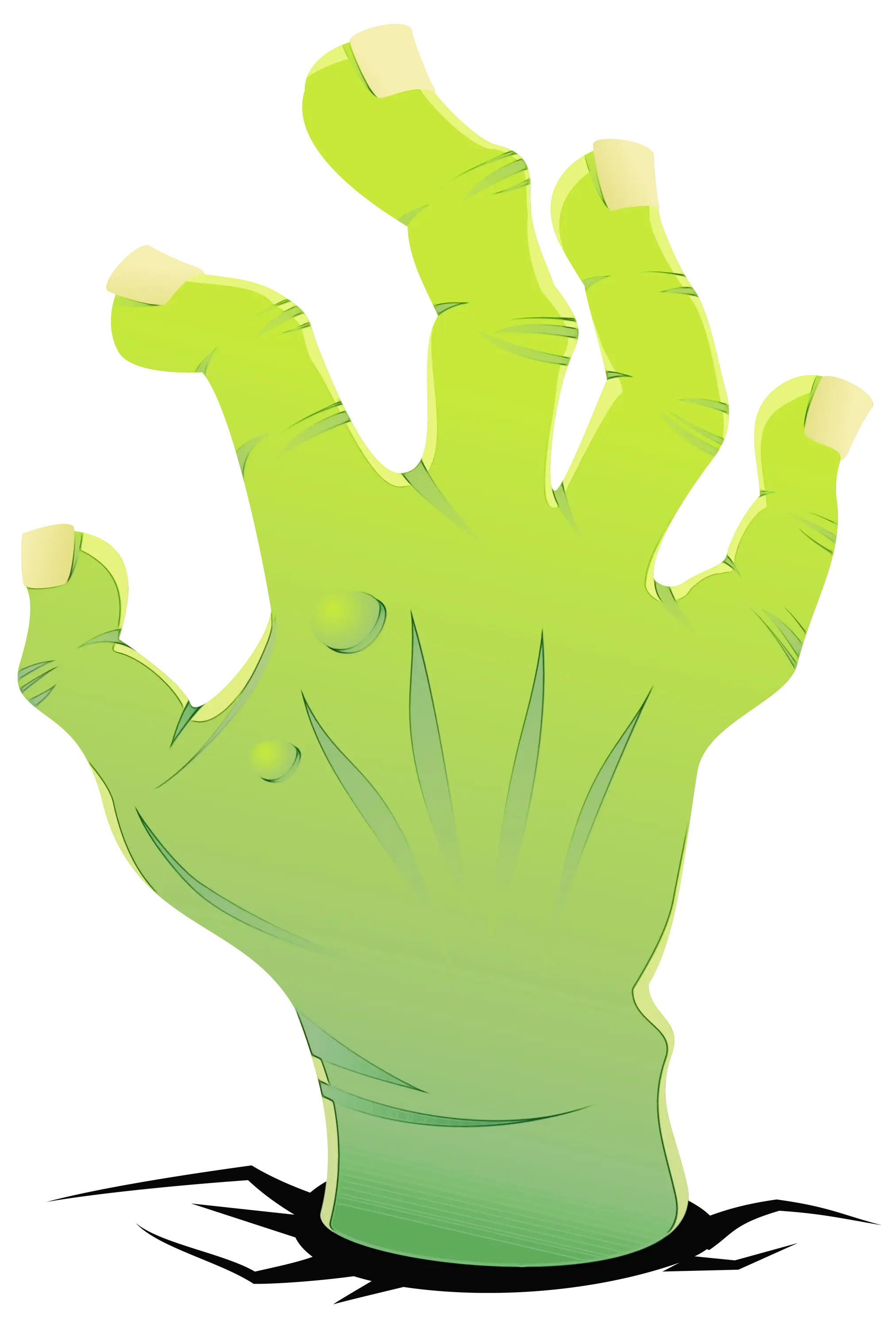 Green Zombie Hand Emerging from Ground