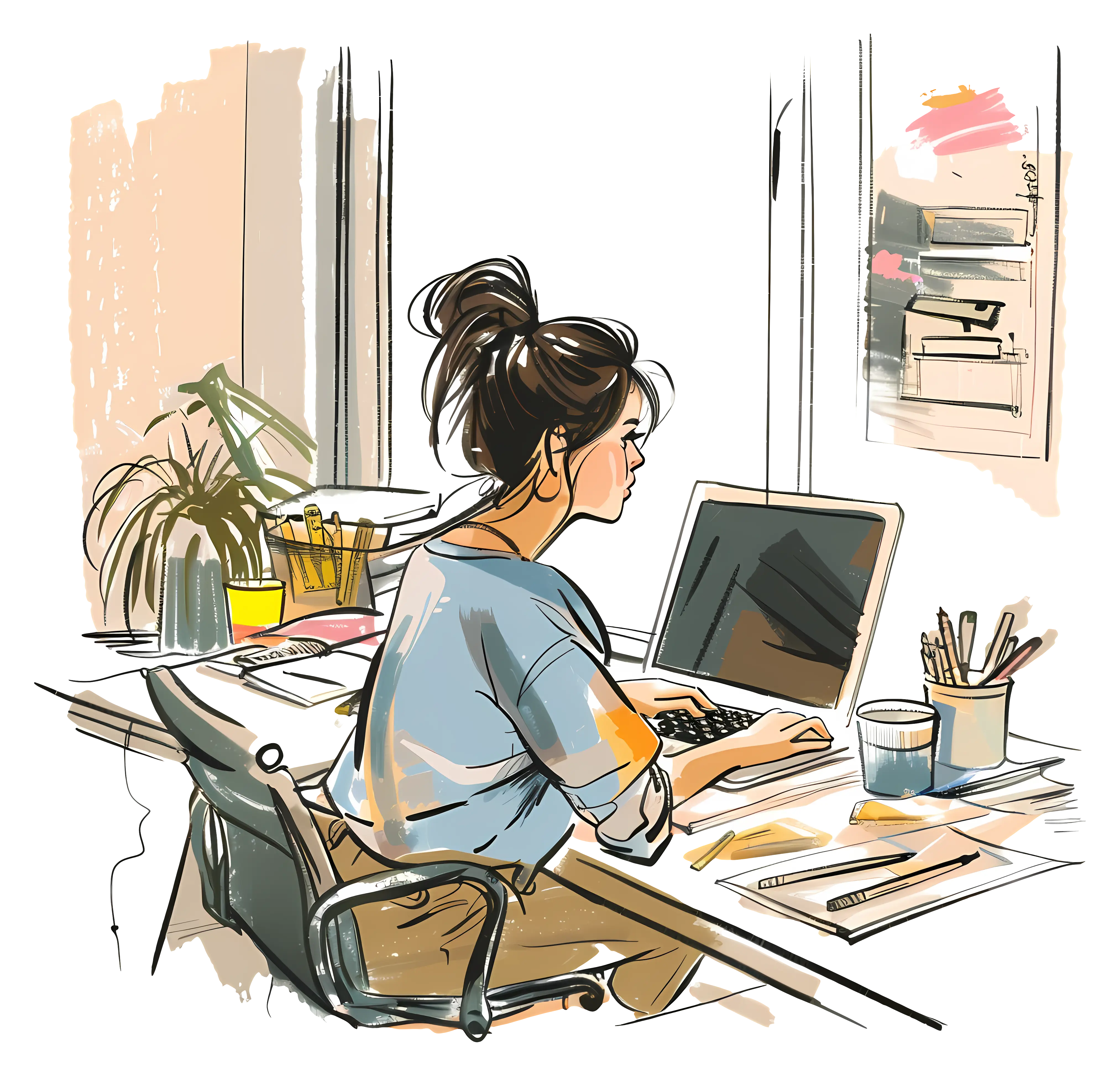 Woman Working at a Desk
