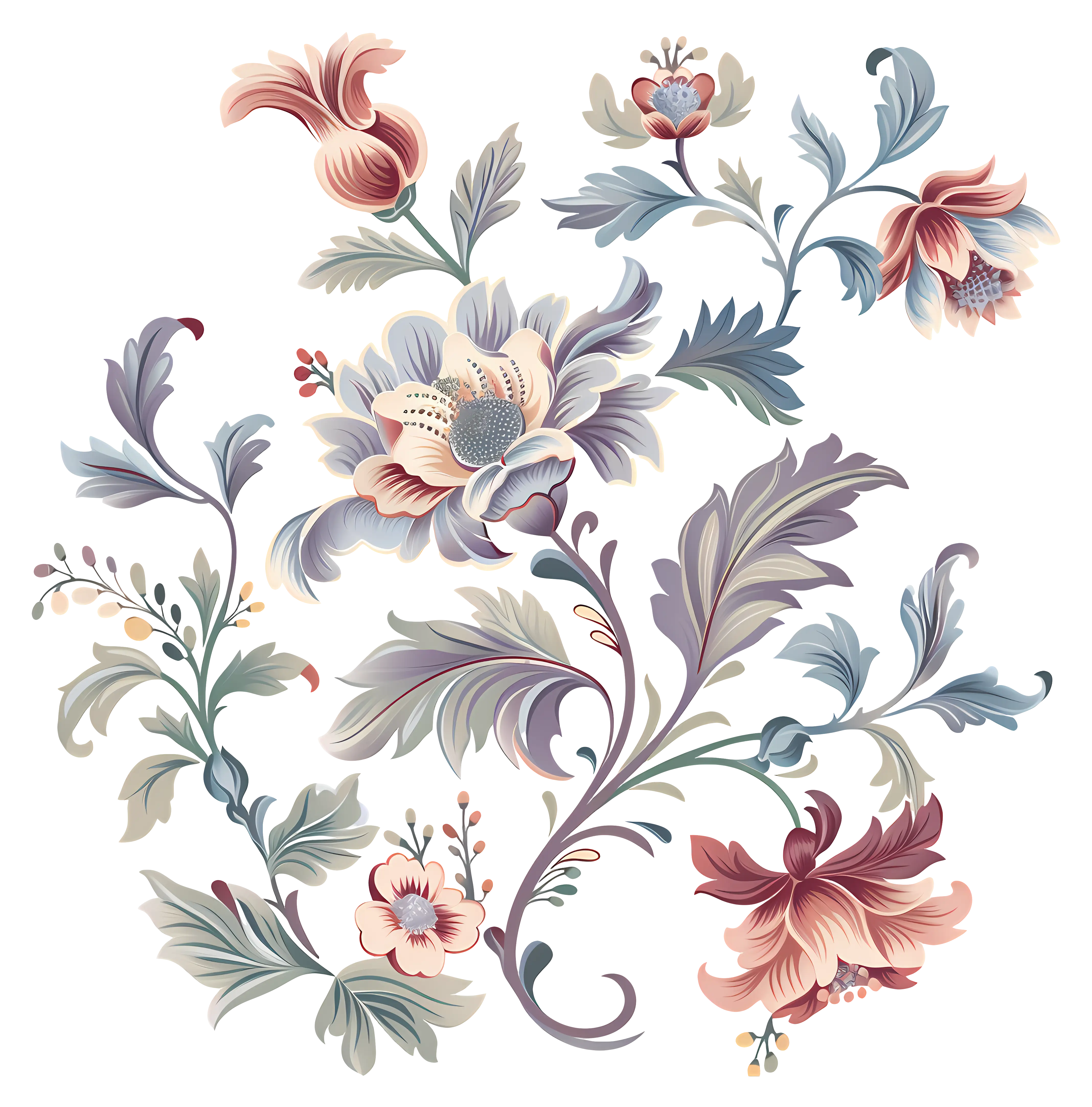 Floral Decorative Design in Vintage Style