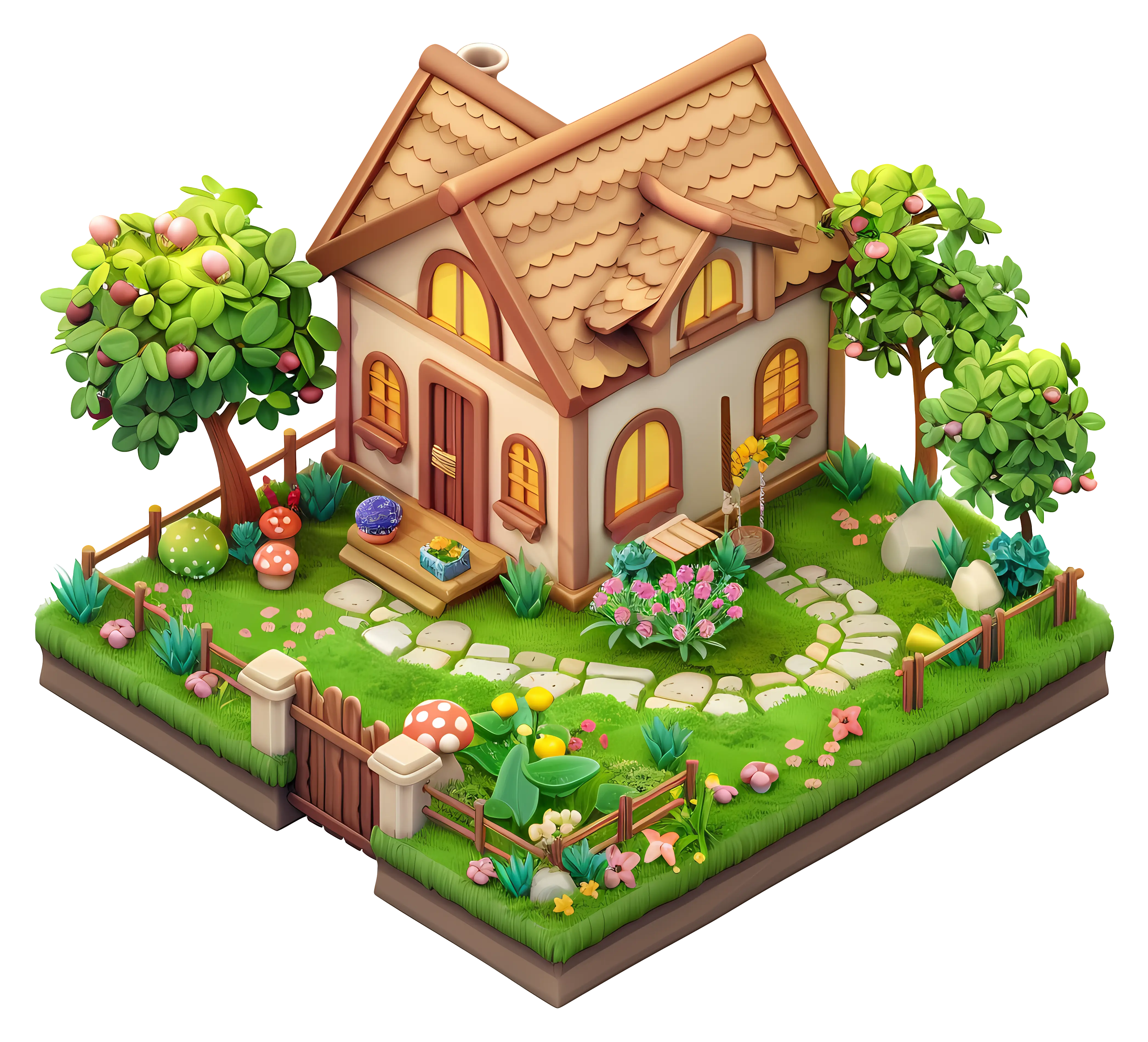 Whimsical Miniature Storybook House Illustration