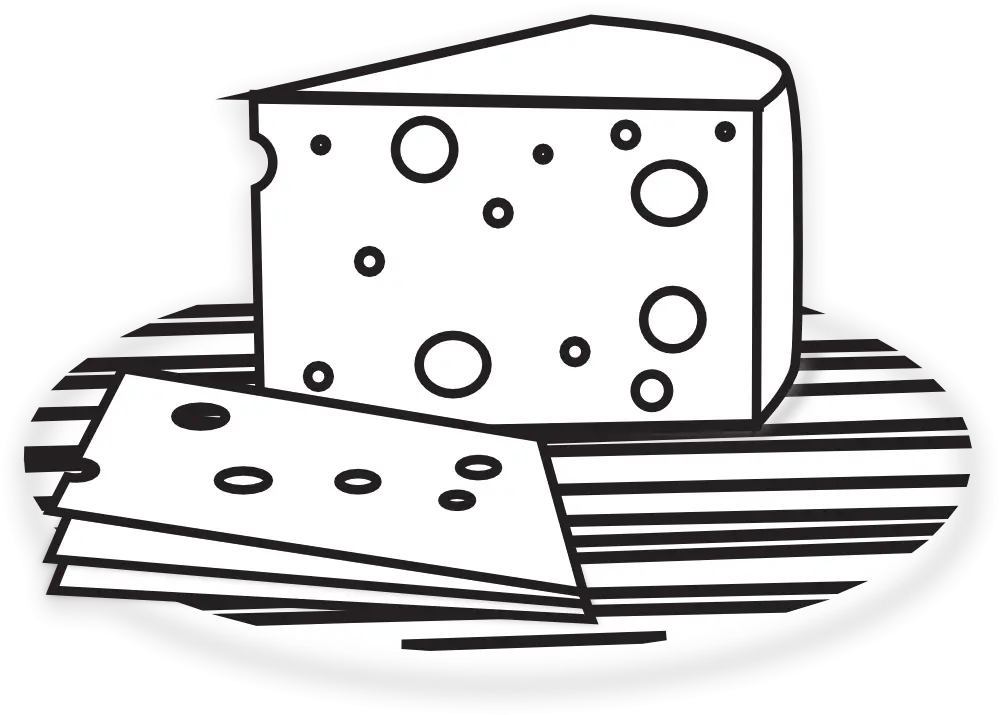 Outline of Cheese Slices Illustration