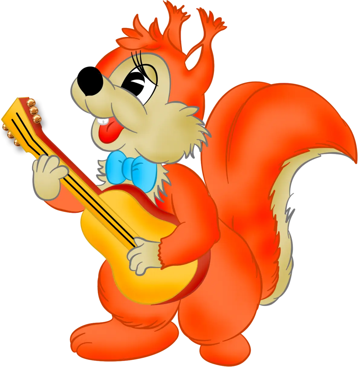 Animated Squirrel Playing Guitar Cartoon Style