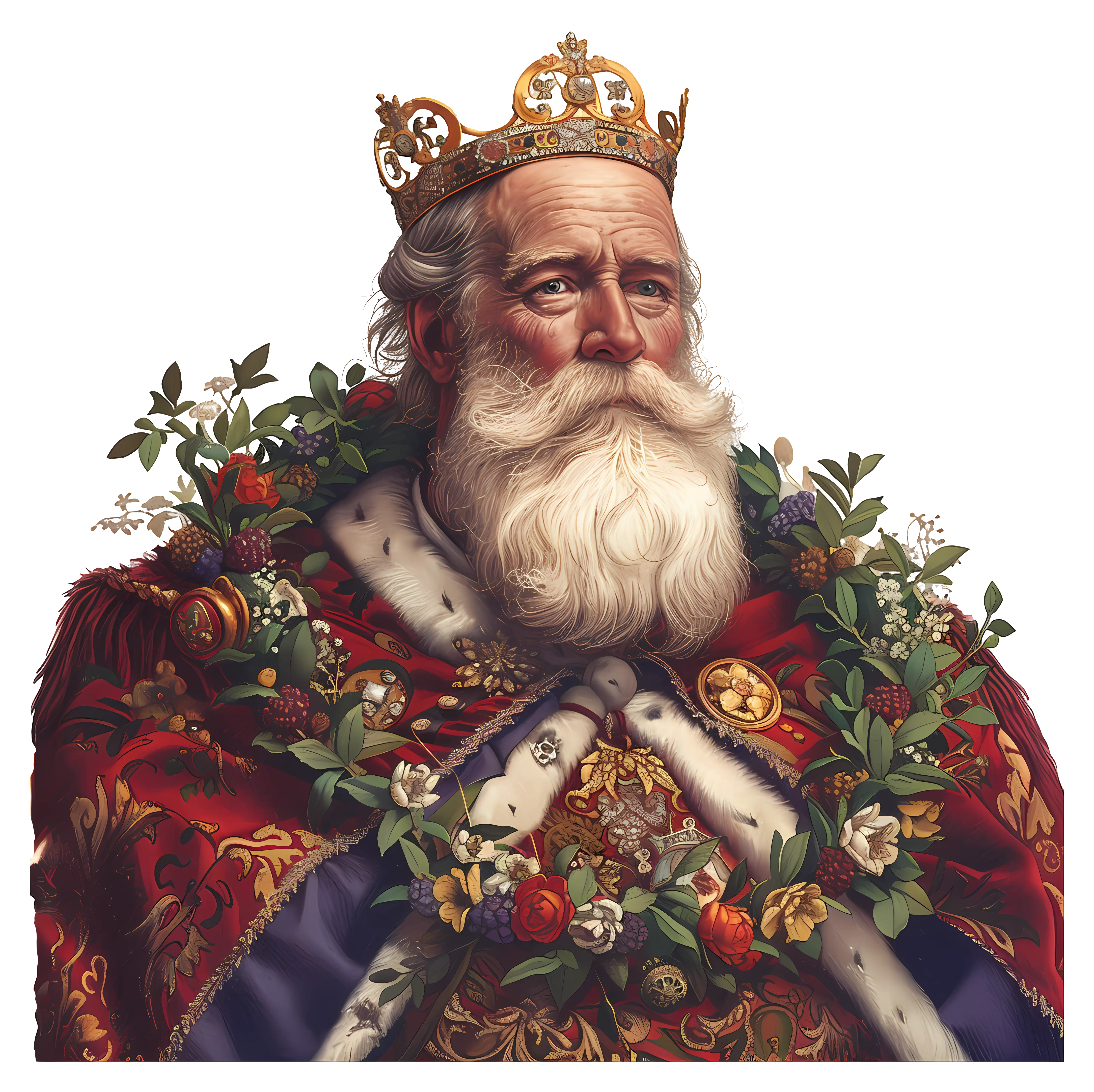 King in Regal Attire with a Golden Crown