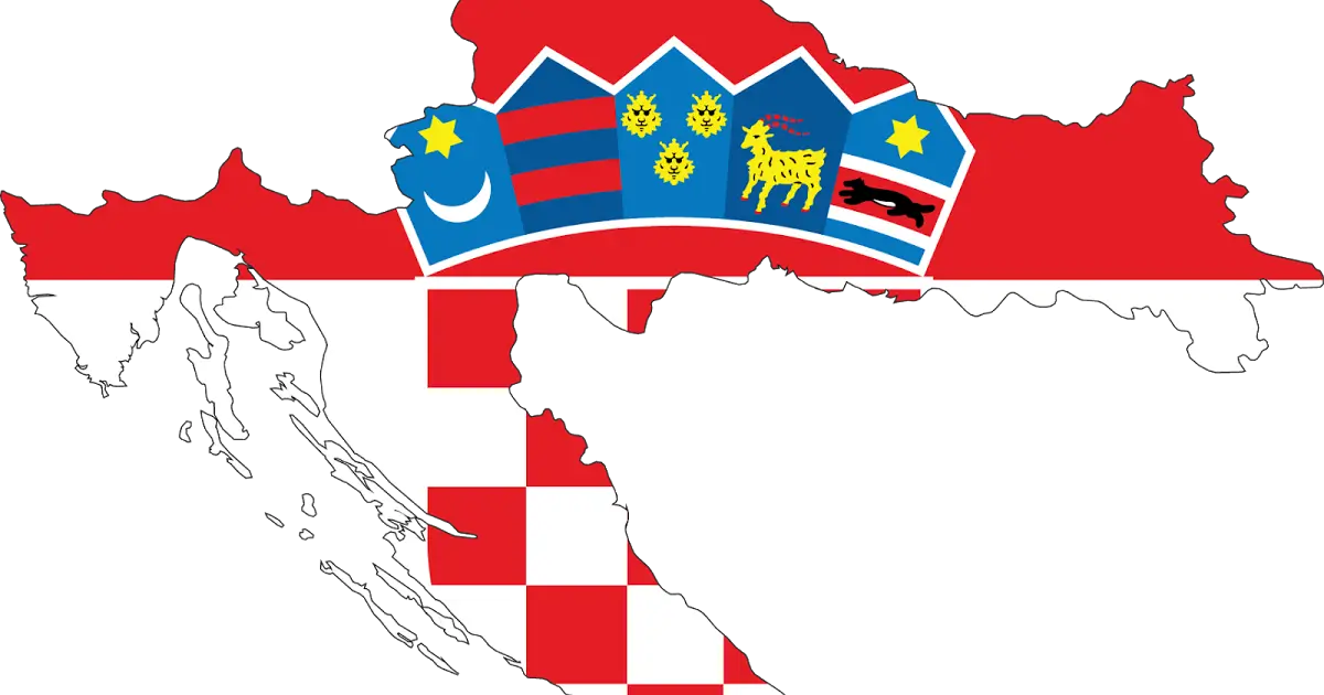 Map of Croatia with Flag