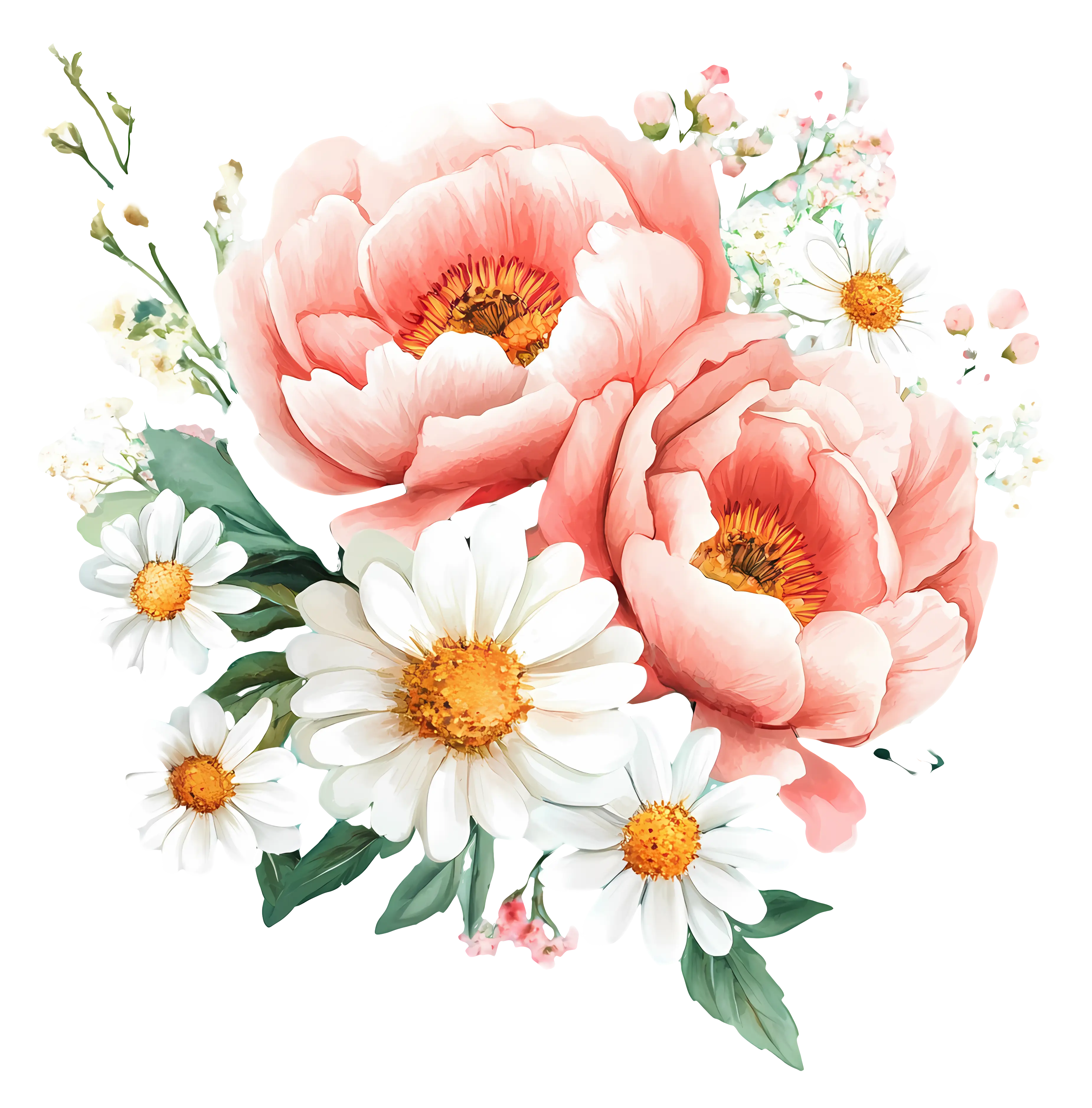 Peony and Daisy Flower Arrangement