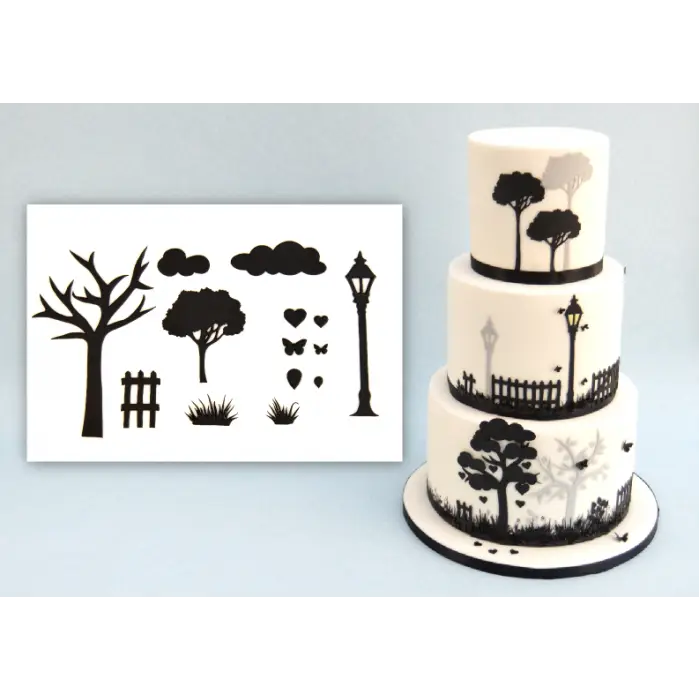 Decorated Cake with Silhouette Designs