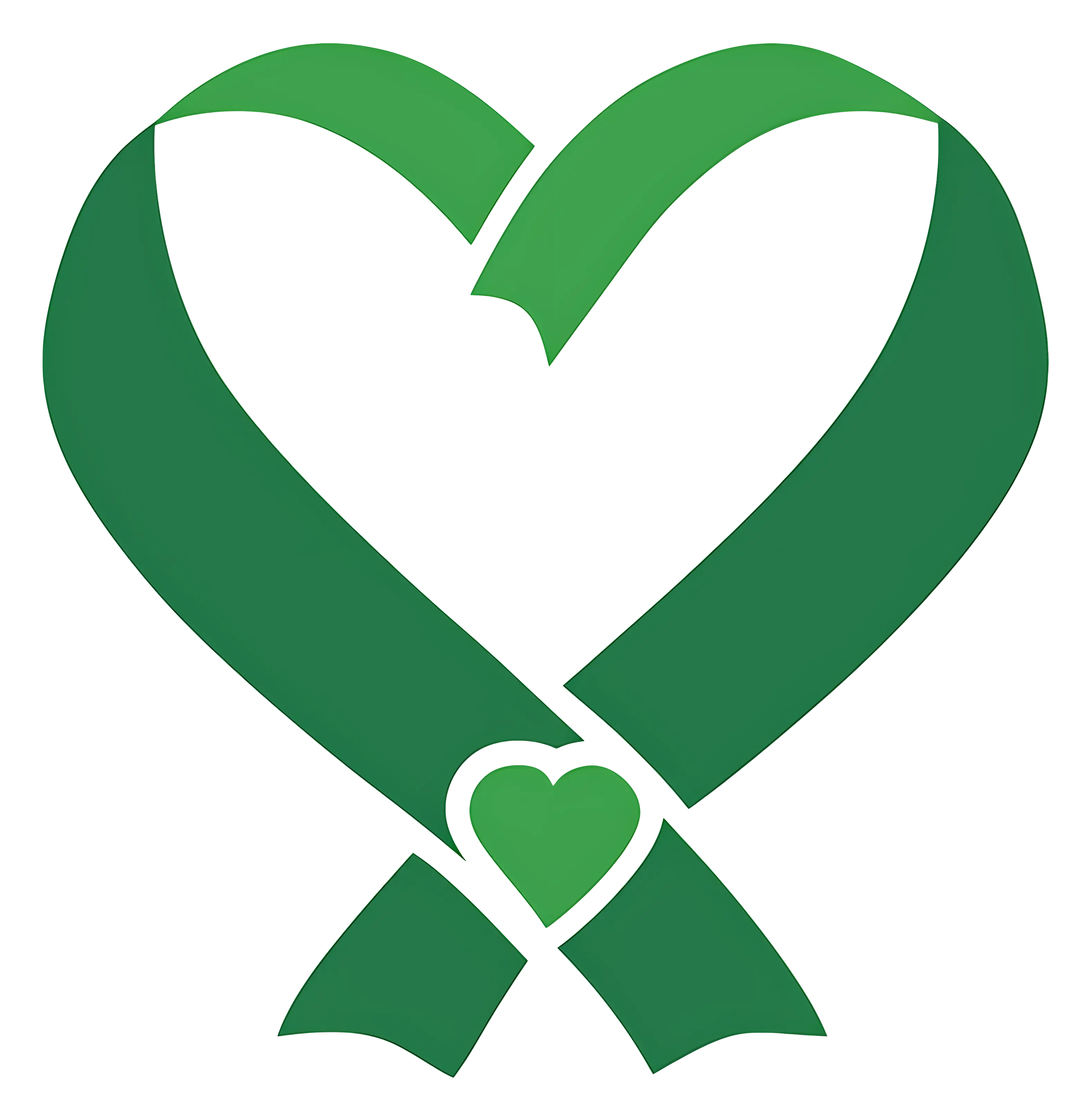 Green Awareness Ribbon Heart Shape Symbol