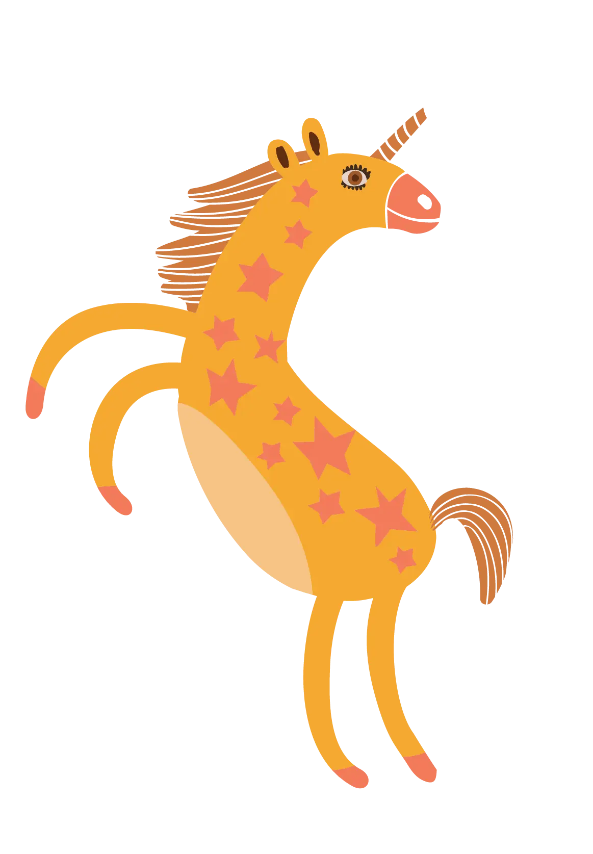 Orange Unicorn with Stars