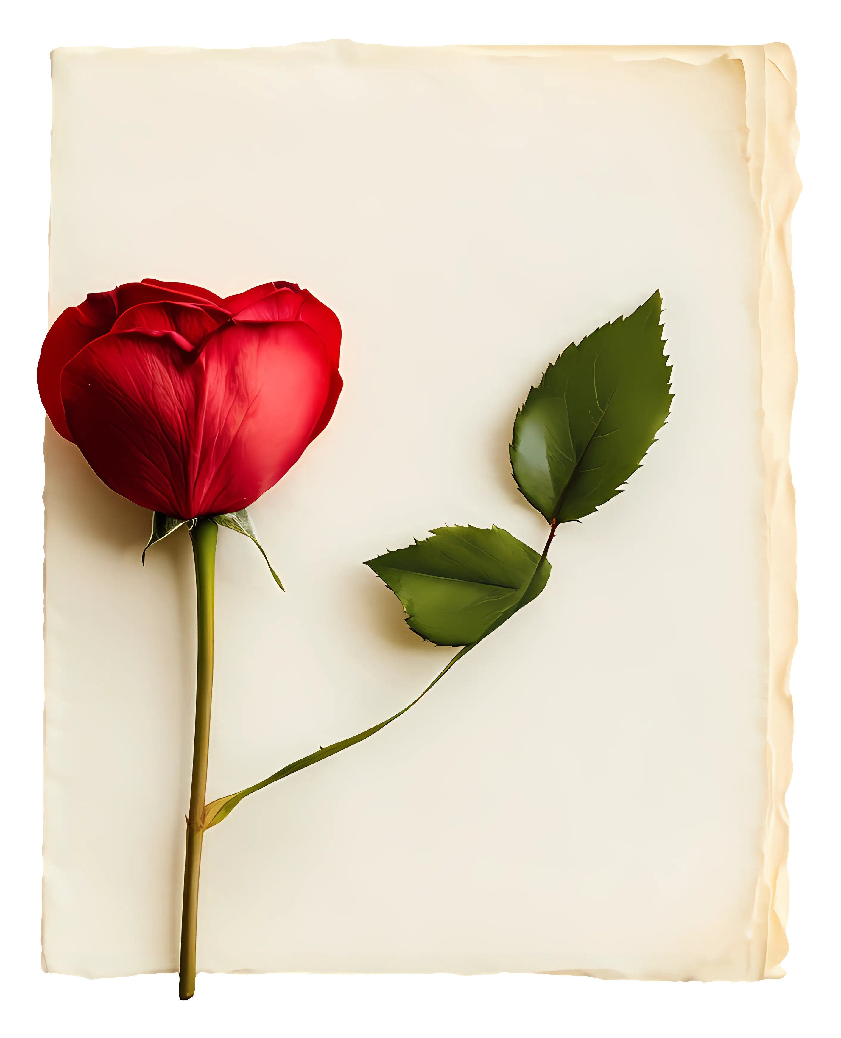 Red Rose with Leaves