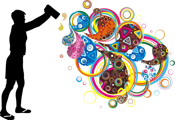 Silhouette Spraying Colorful Art