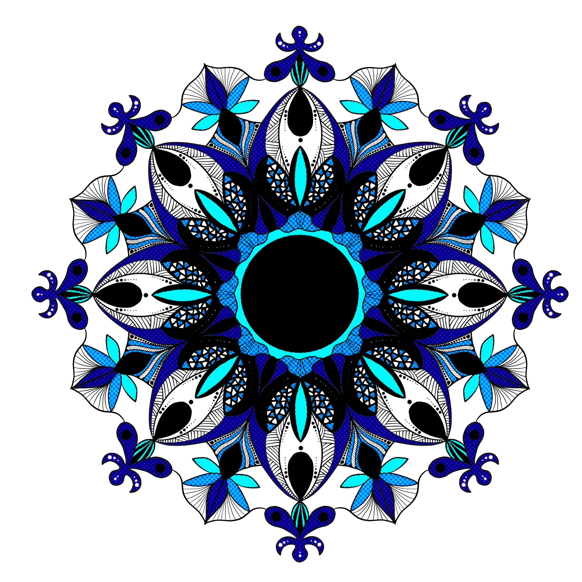 Blue Mandala Pattern with Intricate Details