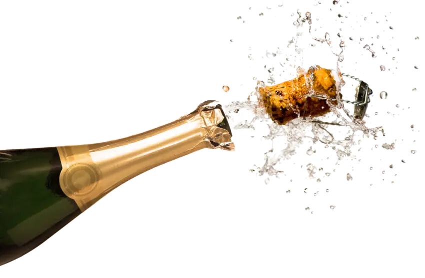 Champagne Bottle Popping in Celebration