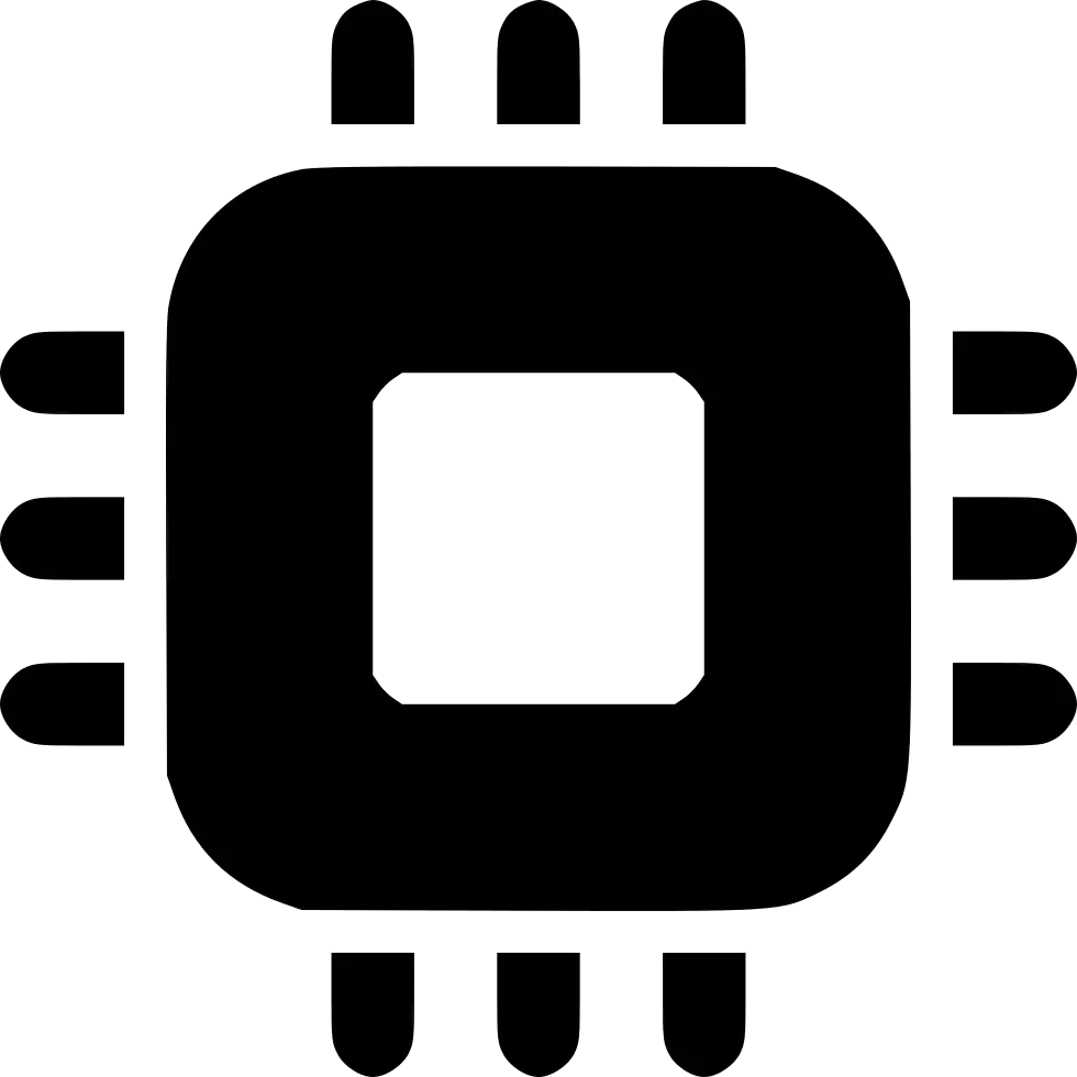 Black Microchip Icon for Technology Representation