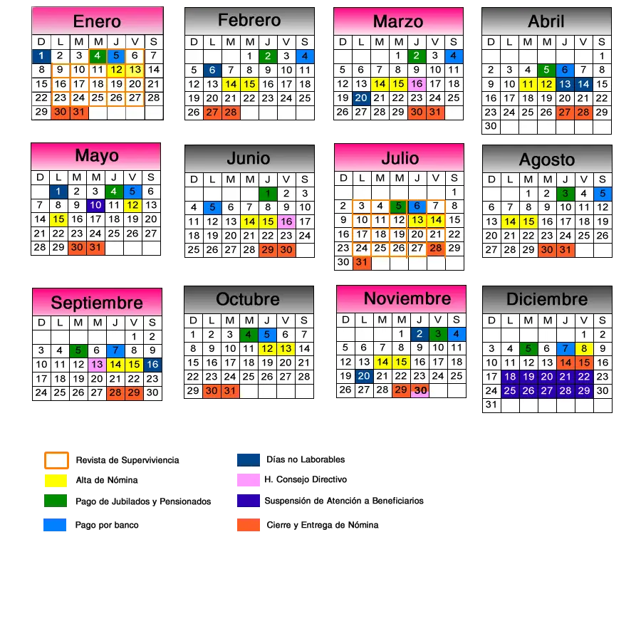 Color-Coded Yearly Calendar
