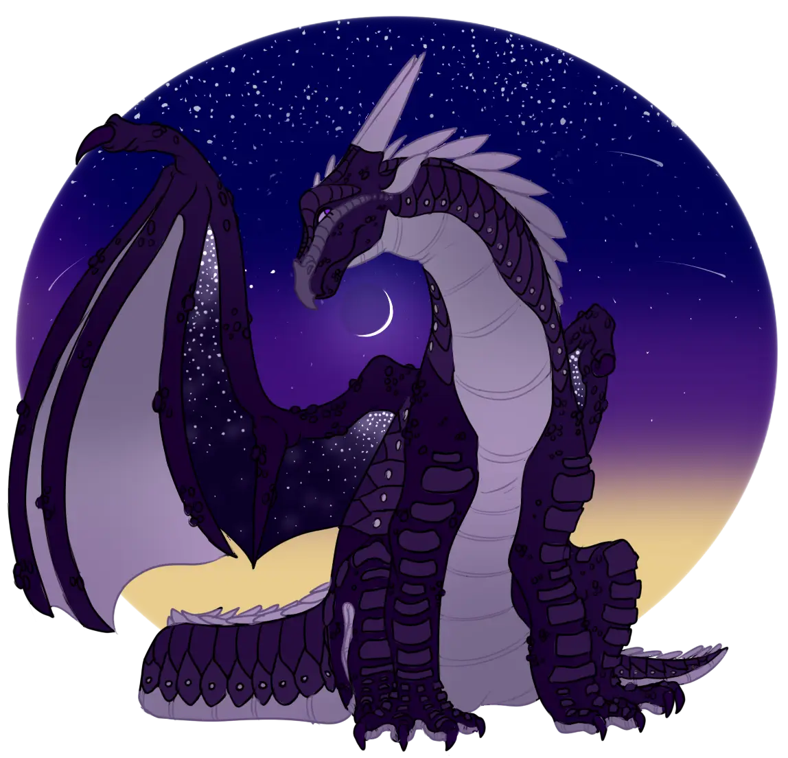 Mythical Dragon in Night Sky