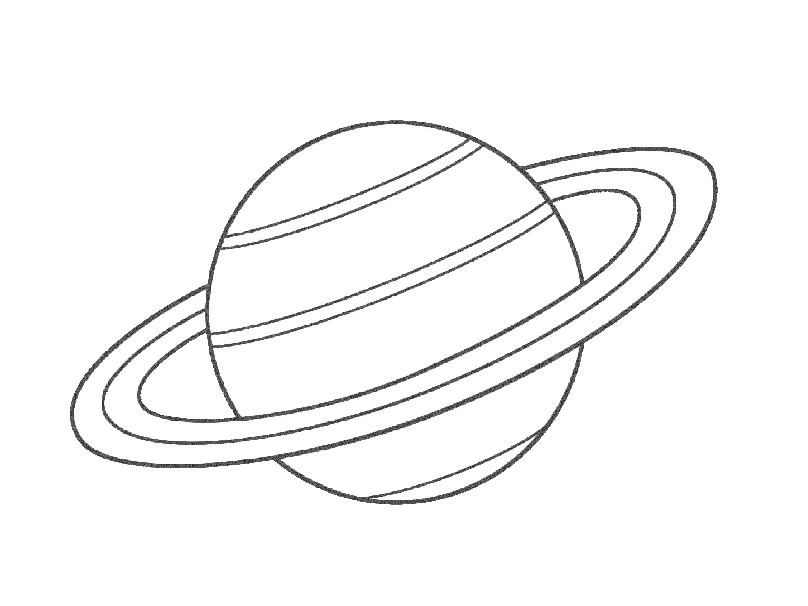 Outline Illustration of Saturn Planet