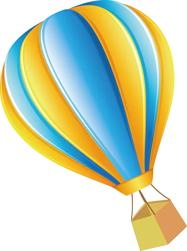 Yellow and Blue Hot Air Balloon Illustration