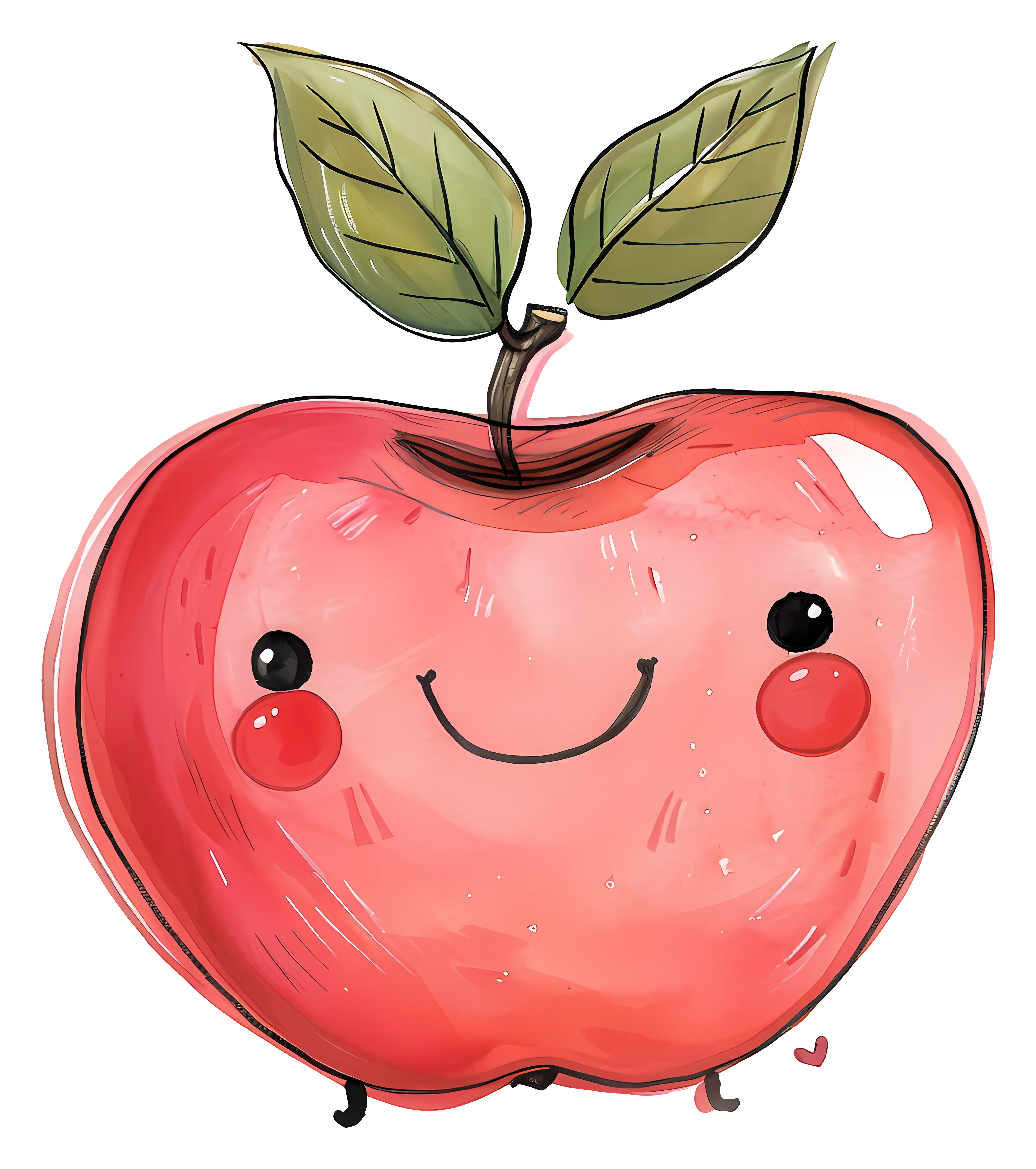 Cartoon Apple with Cute Smiling Face