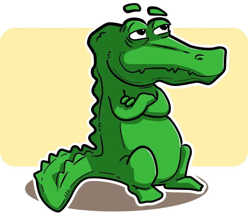 Cartoon Crocodile Crossing Arms in Funny Pose
