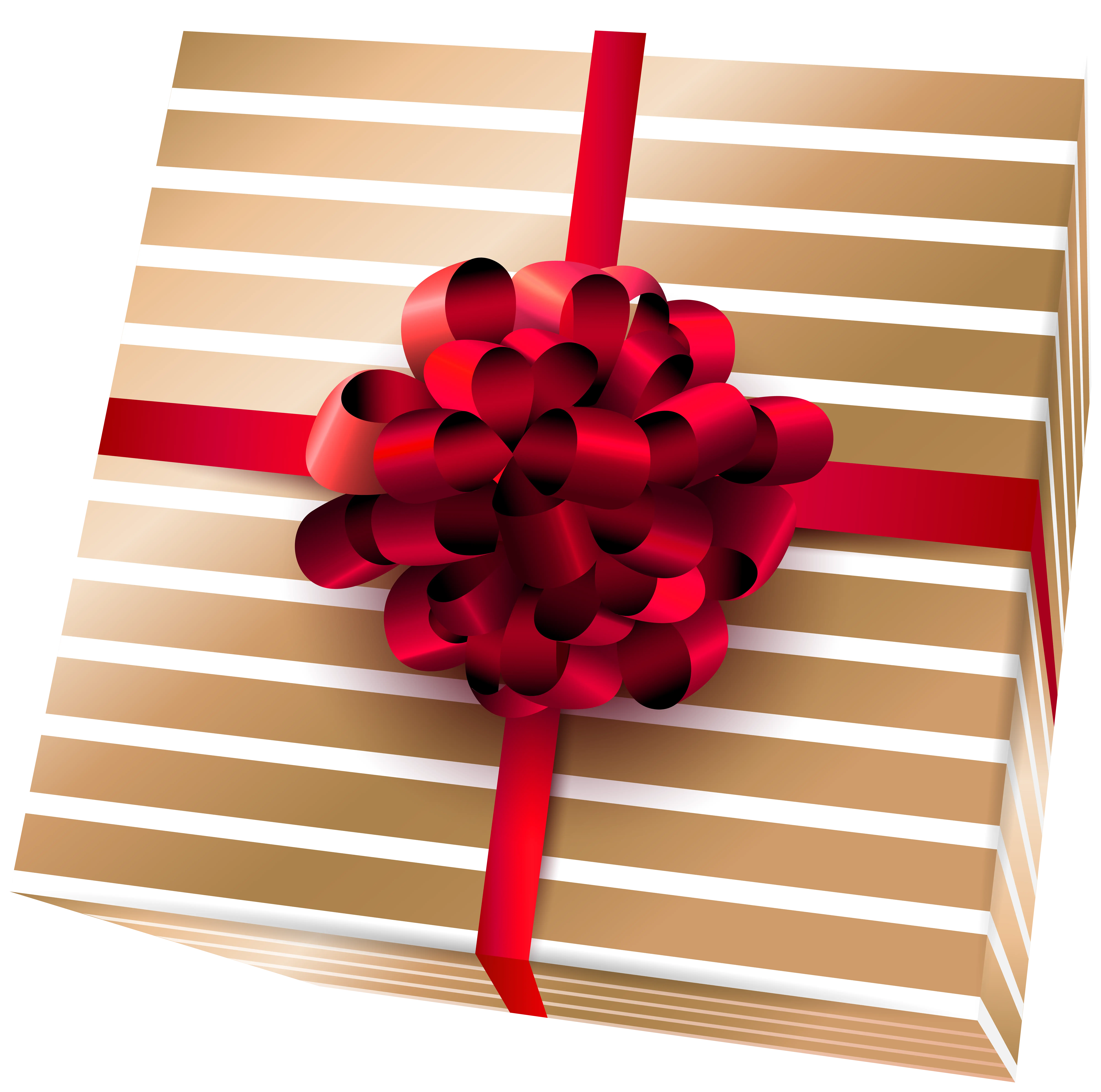 Striped Gift Box with Red Ribbon