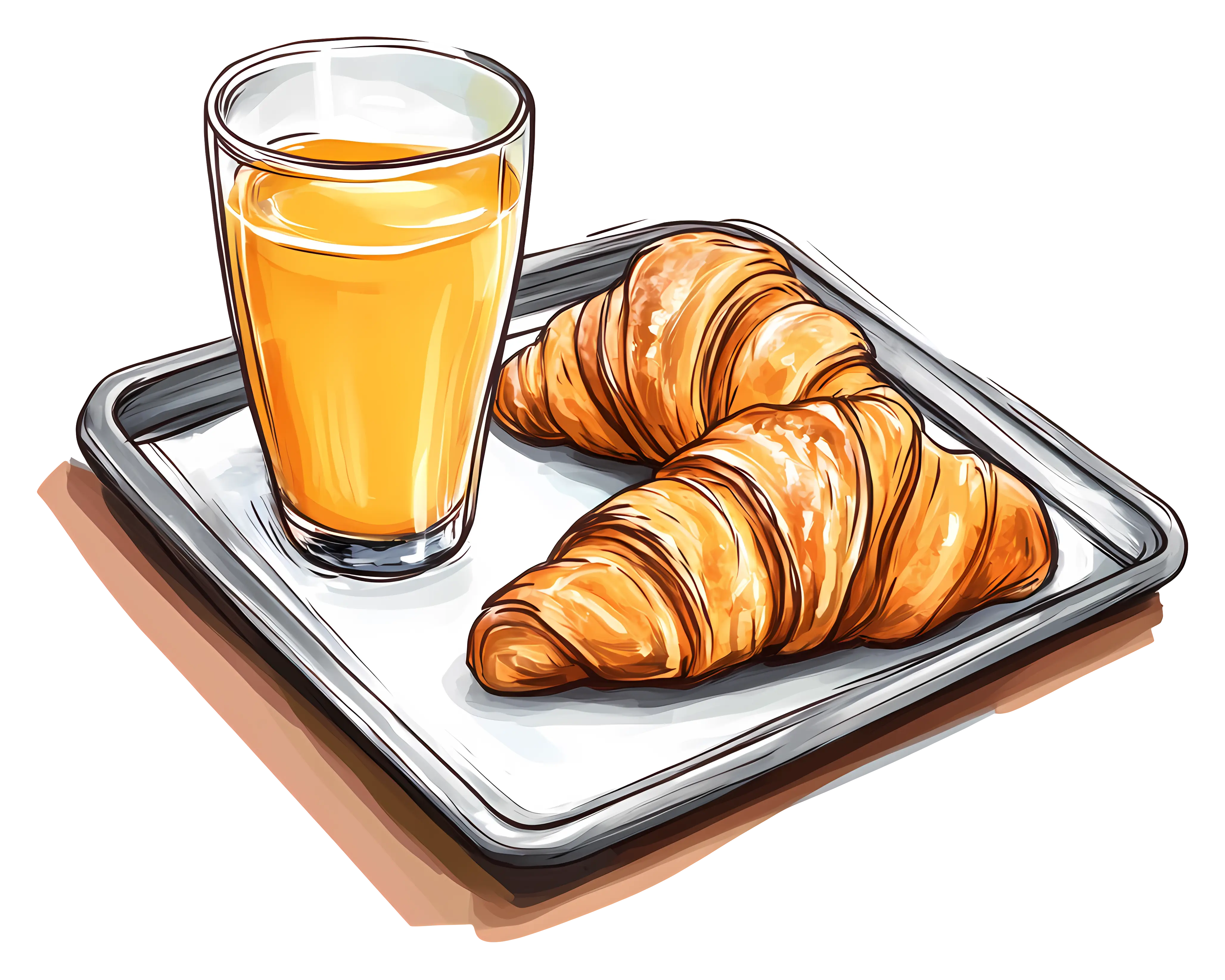 Breakfast Tray with Croissant and Juice