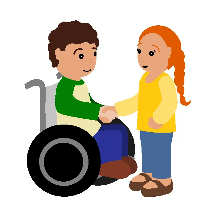 Friendly Handshake with Wheelchair User