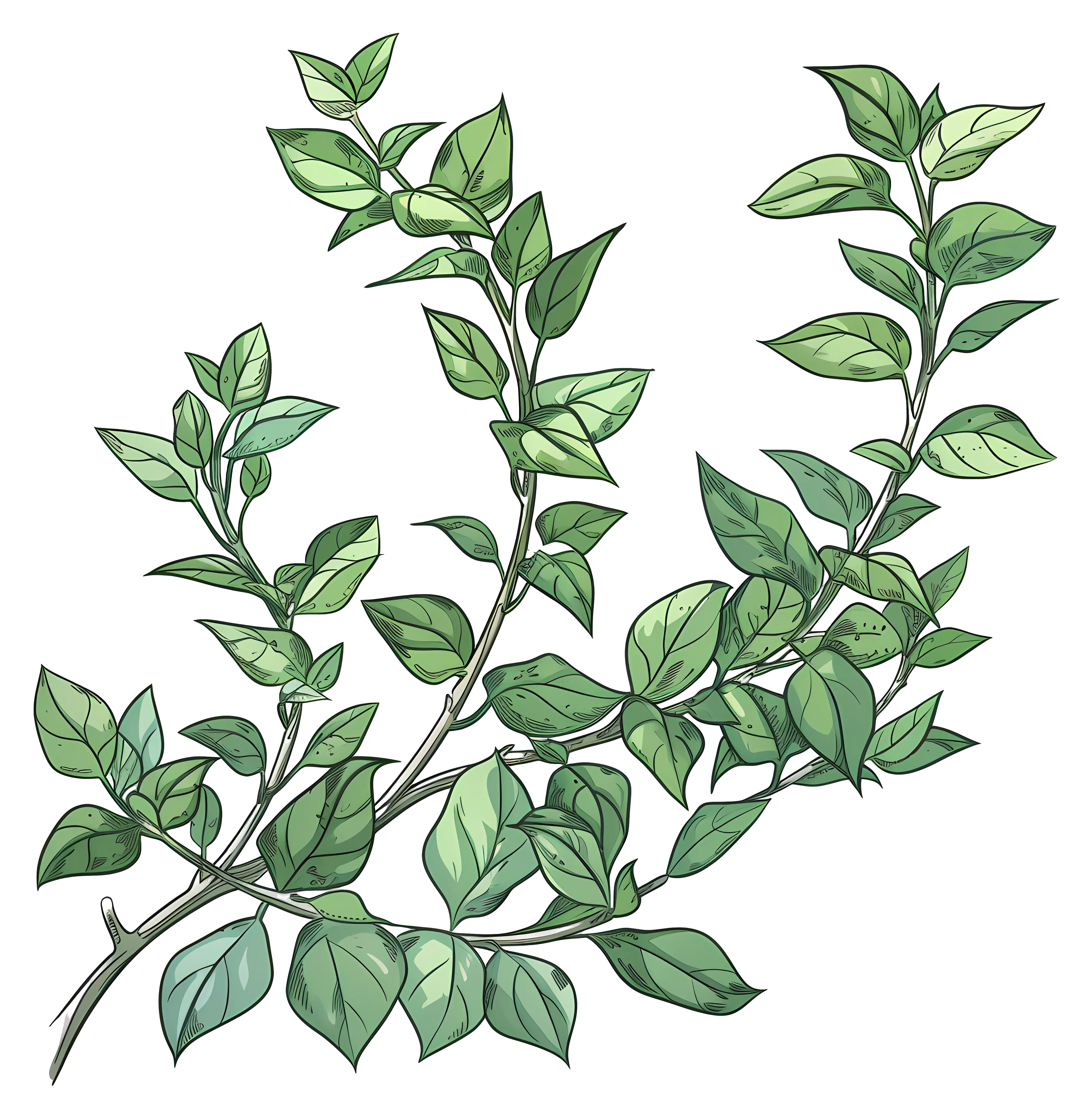 Illustration of Green Leafy Branches
