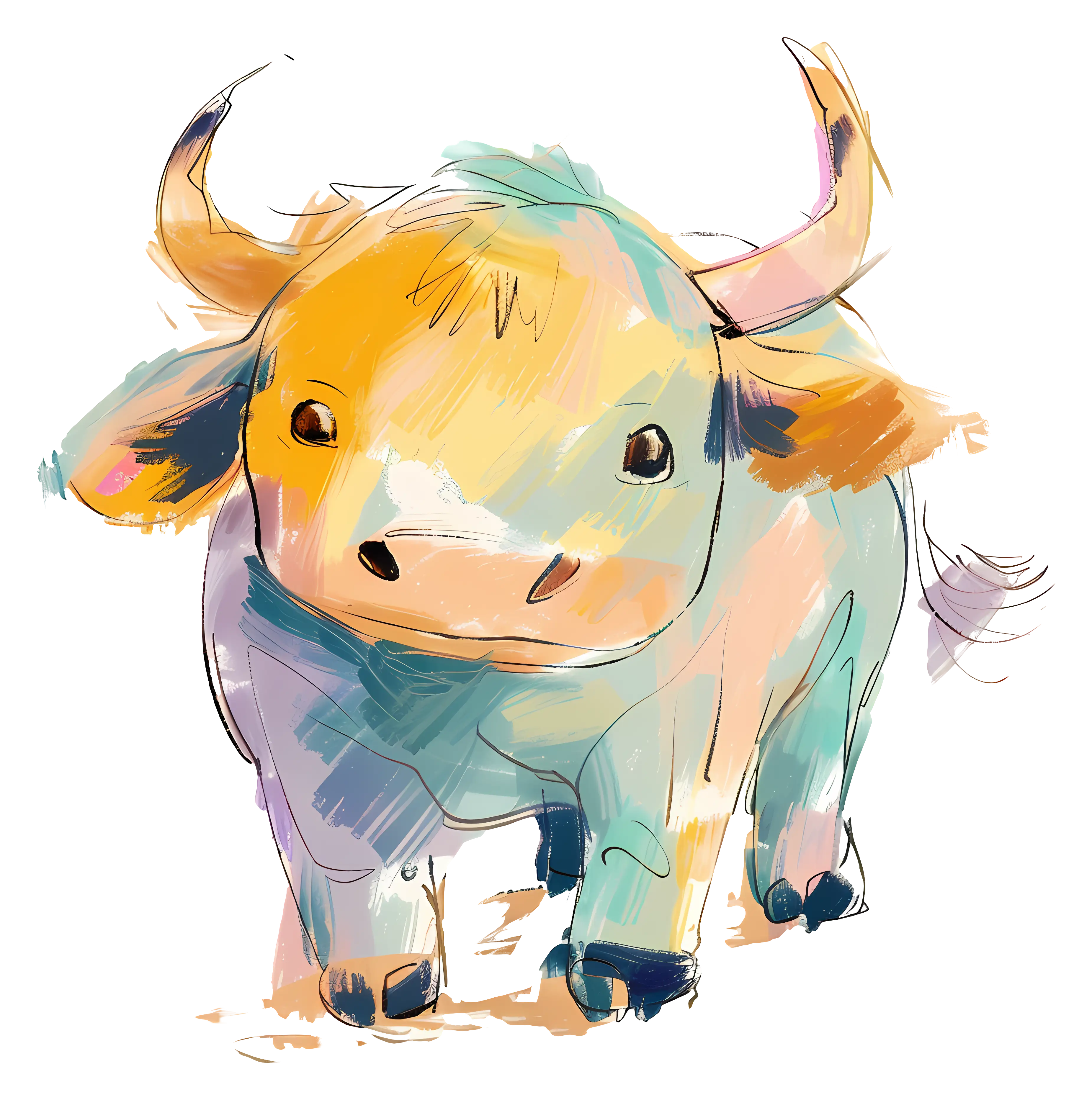 Cute Bull Cartoon Illustration