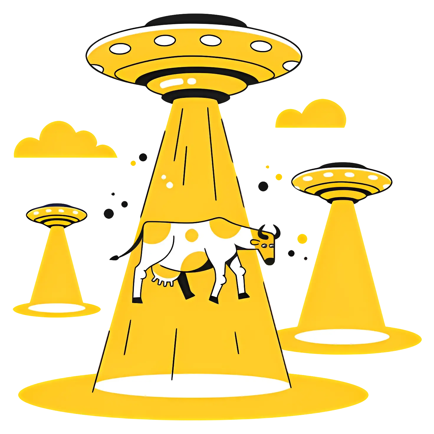 UFO Abducting a Cow Illustration