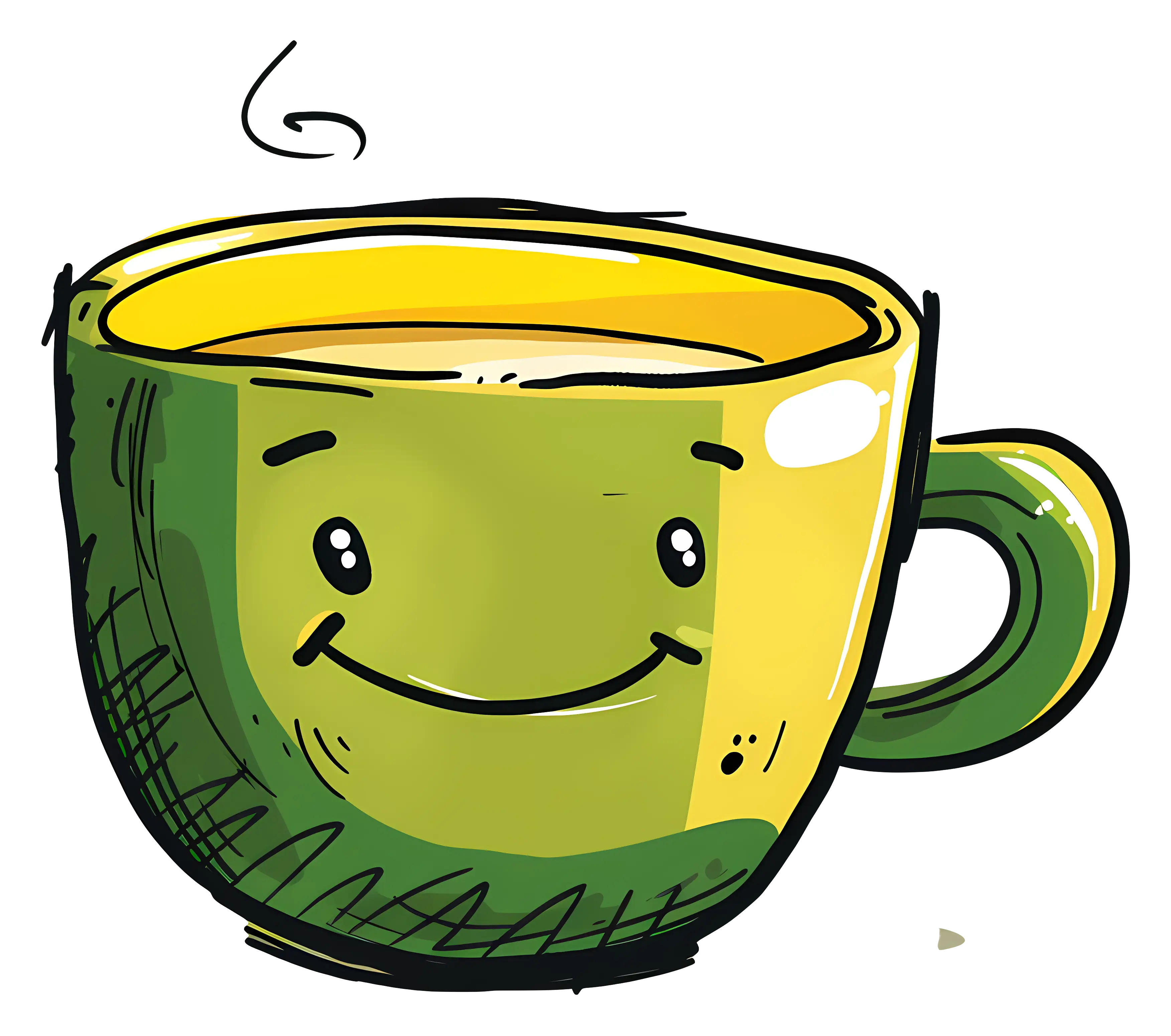 Smiling Green Mug with a Cheerful Expression