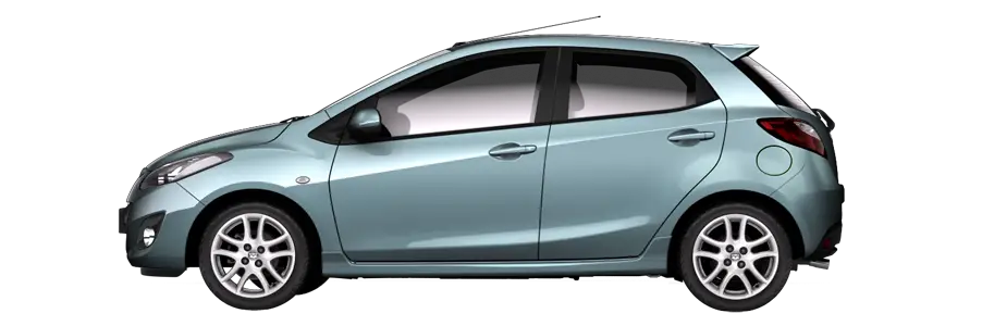 Teal Compact Hatchback Car Side View