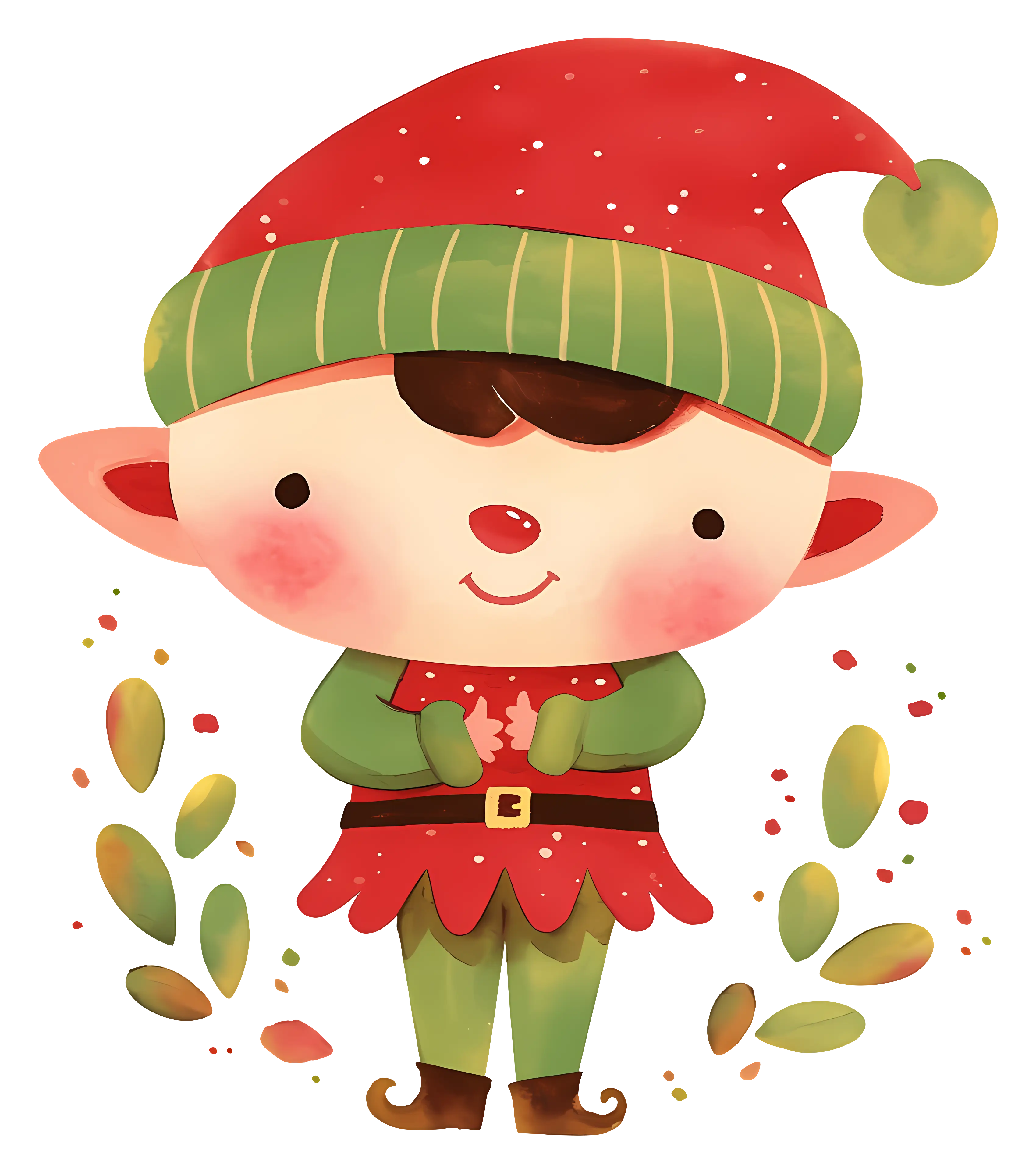 Cute Christmas Elf Cartoon Character