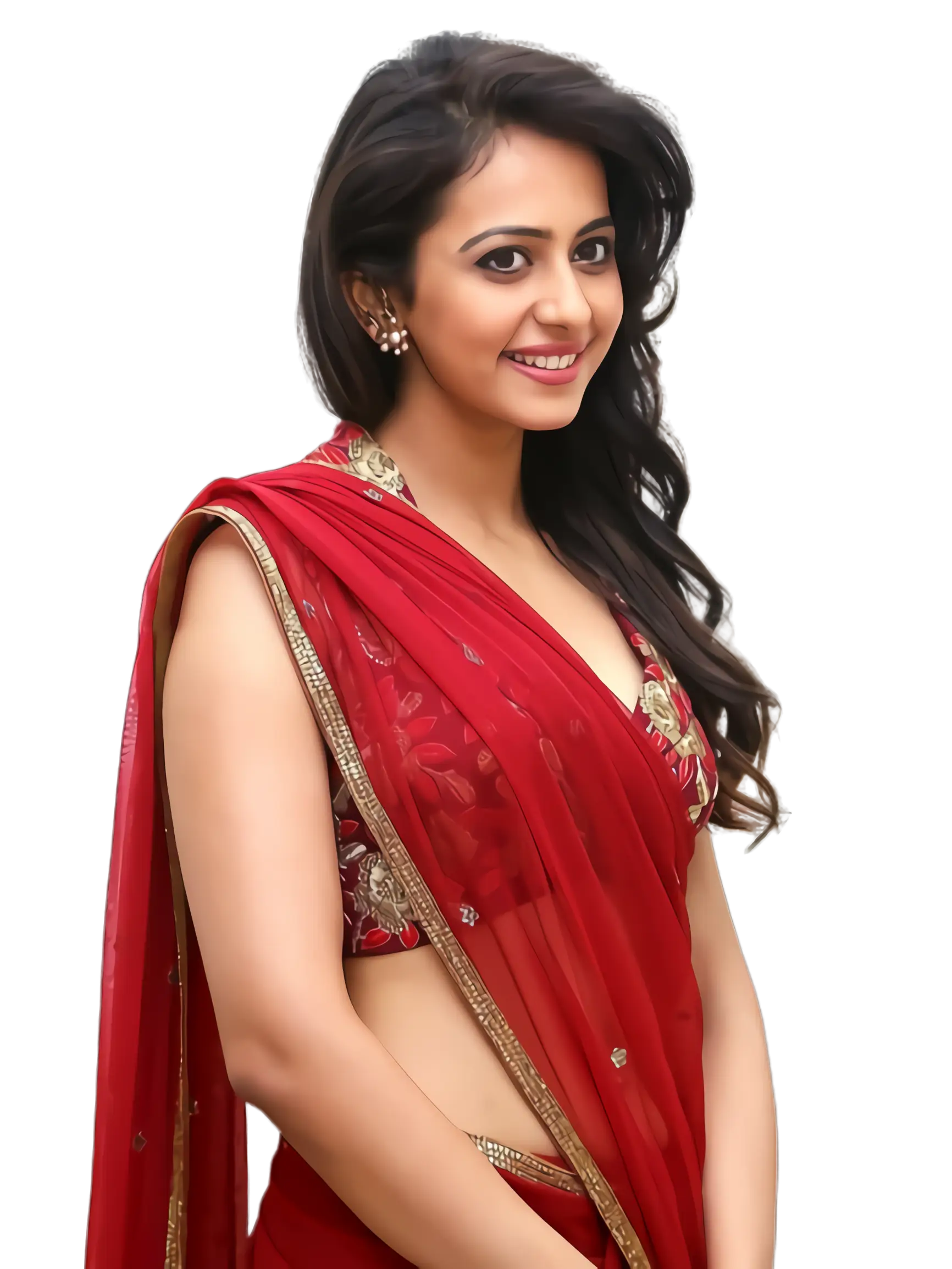 Woman in Traditional Red Sari
