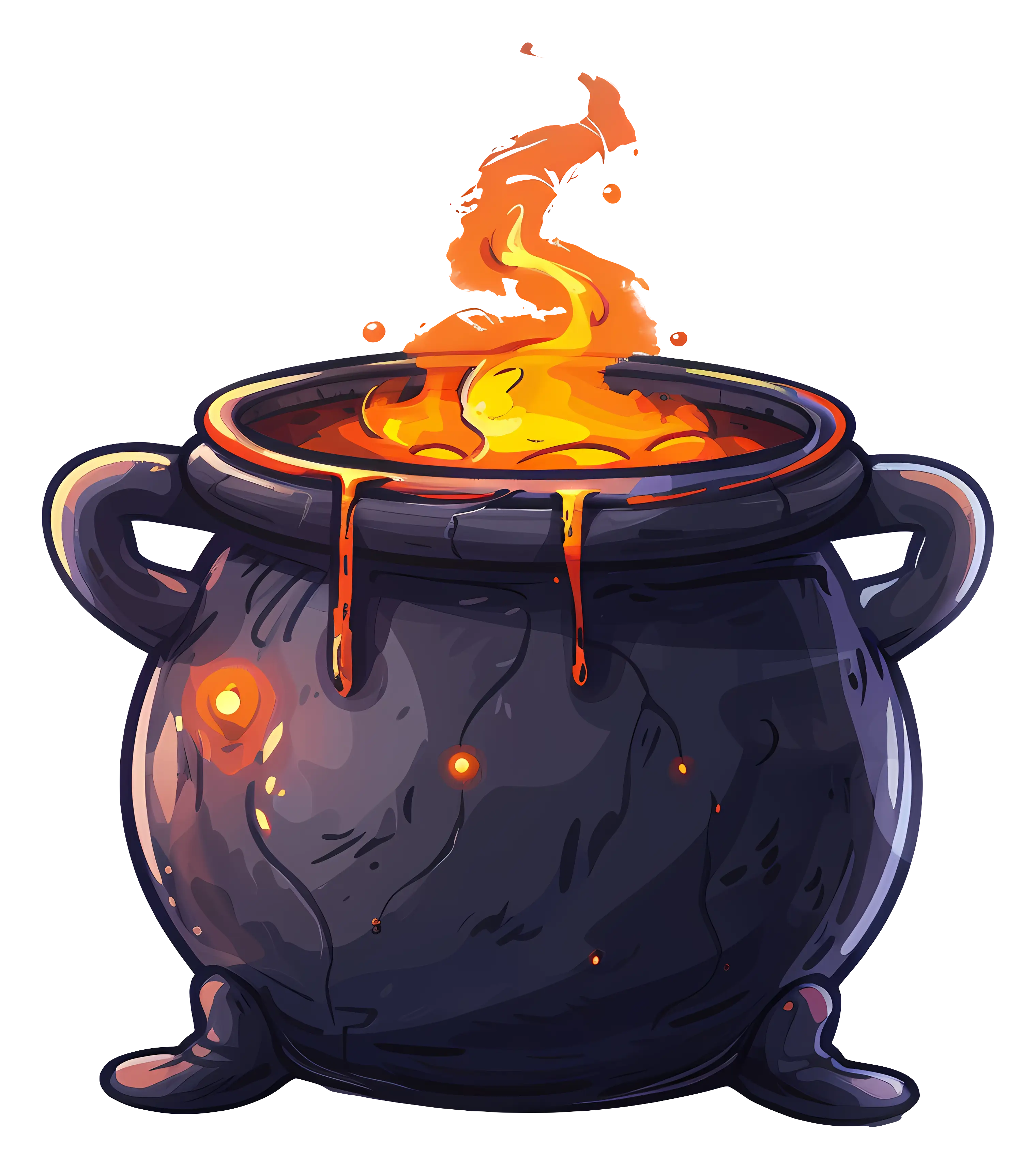 Magical Cauldron with Bubbling Fire
