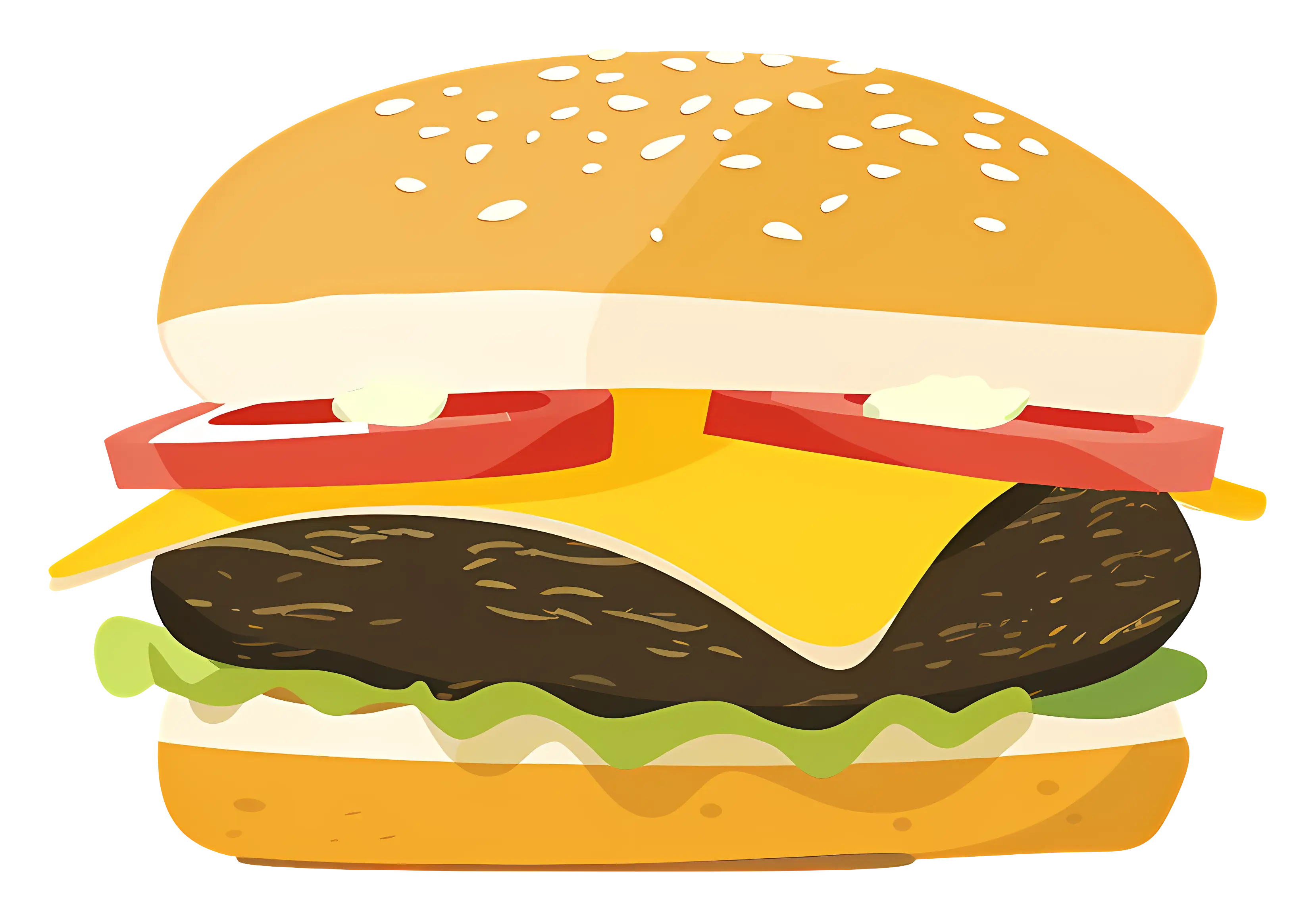 Tasty Cheeseburger with Tomato and Lettuce