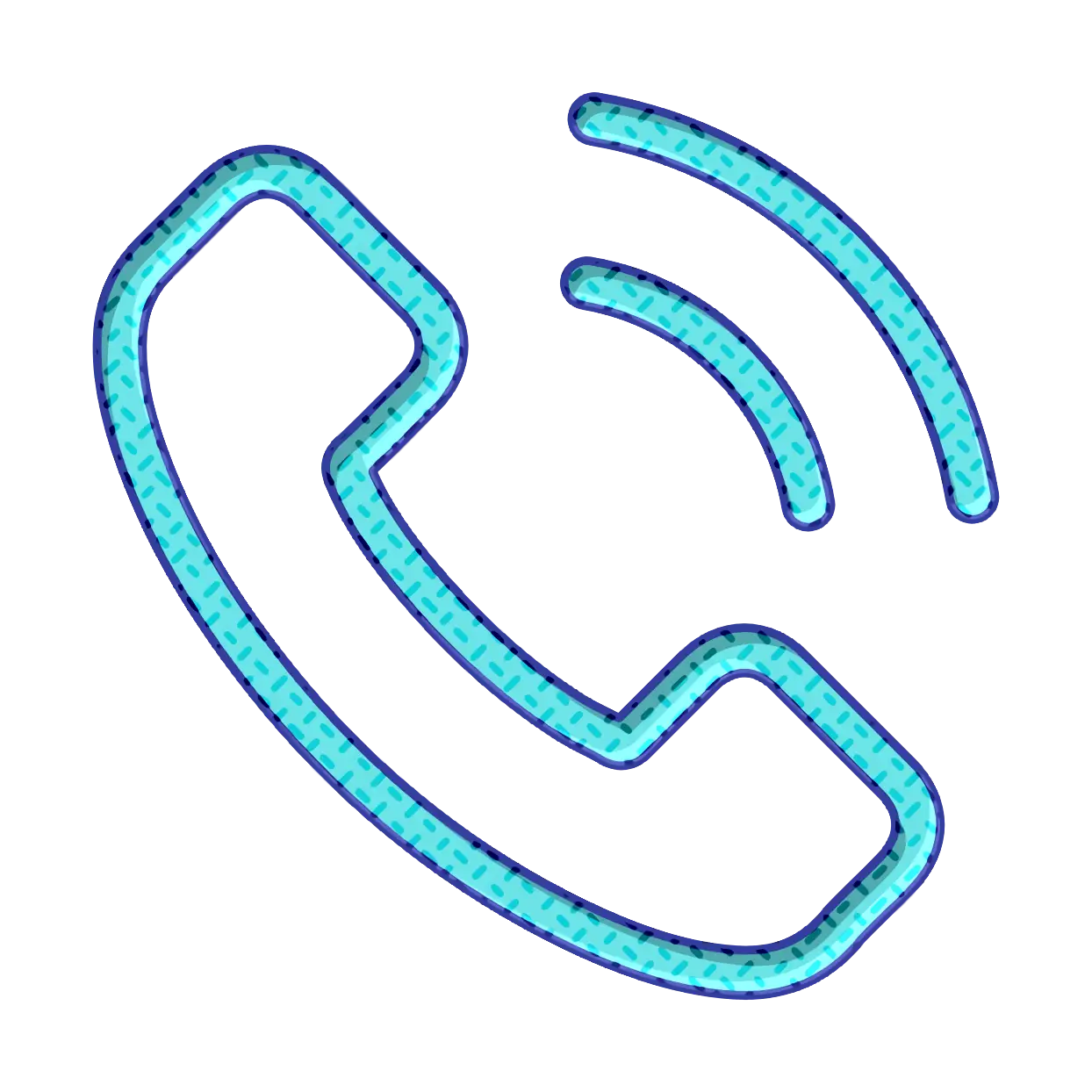 Blue Phone Icon with Signal Outline
