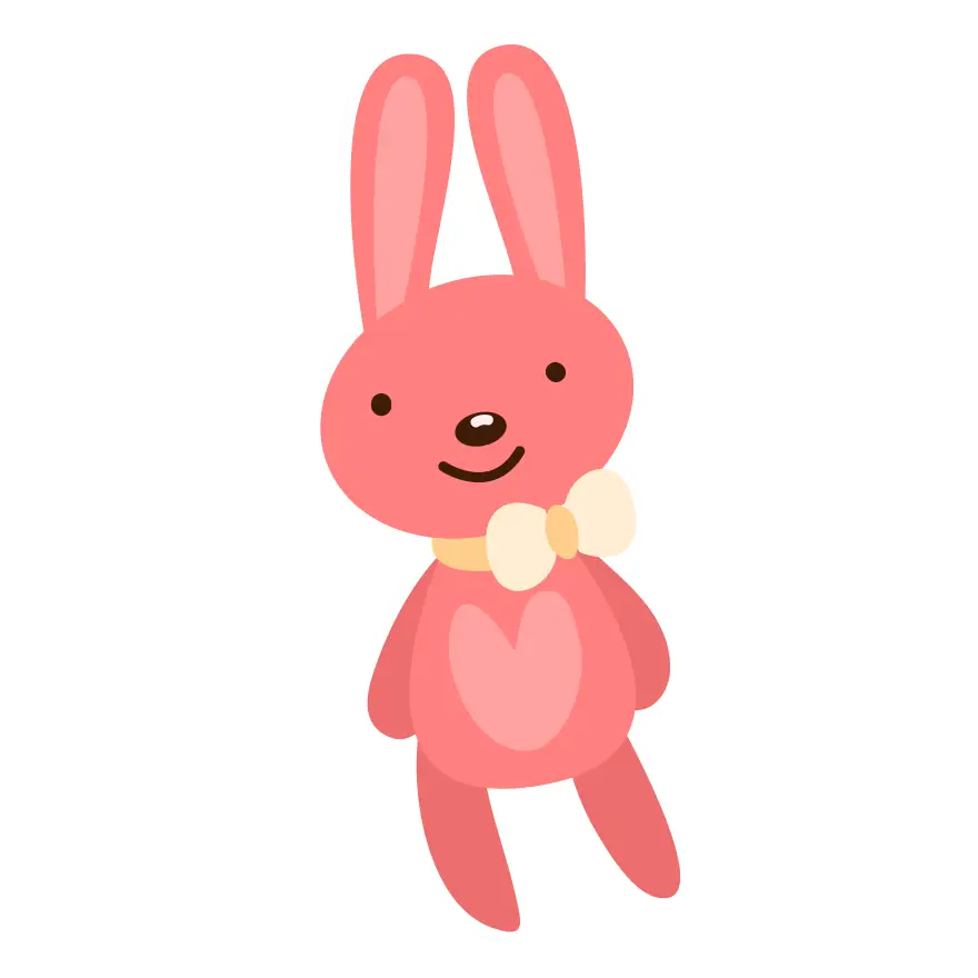 Pink Cartoon Bunny with Bow Tie